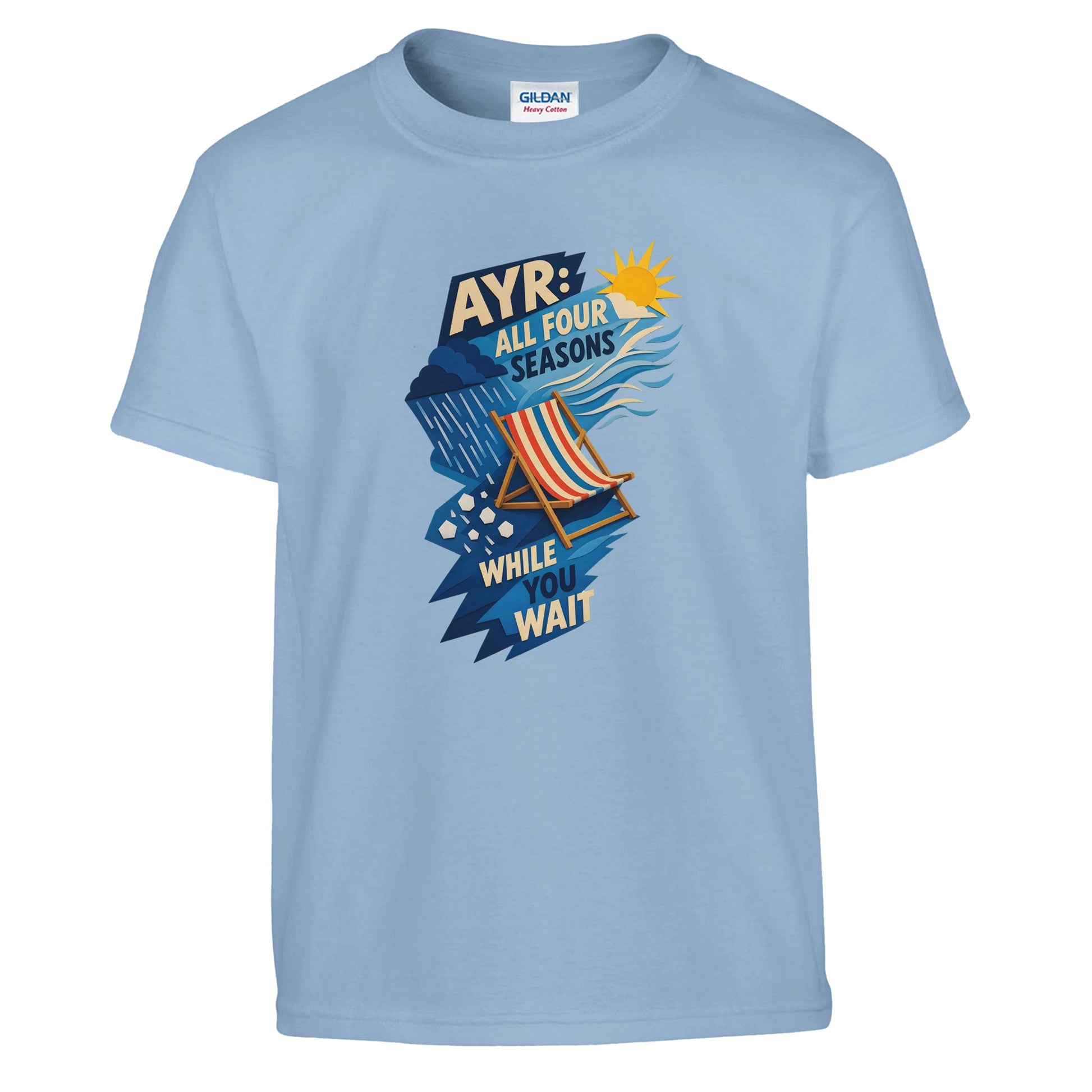 Ayr: All Four Seasons While You Wait Kids' T-shirt — product view 3