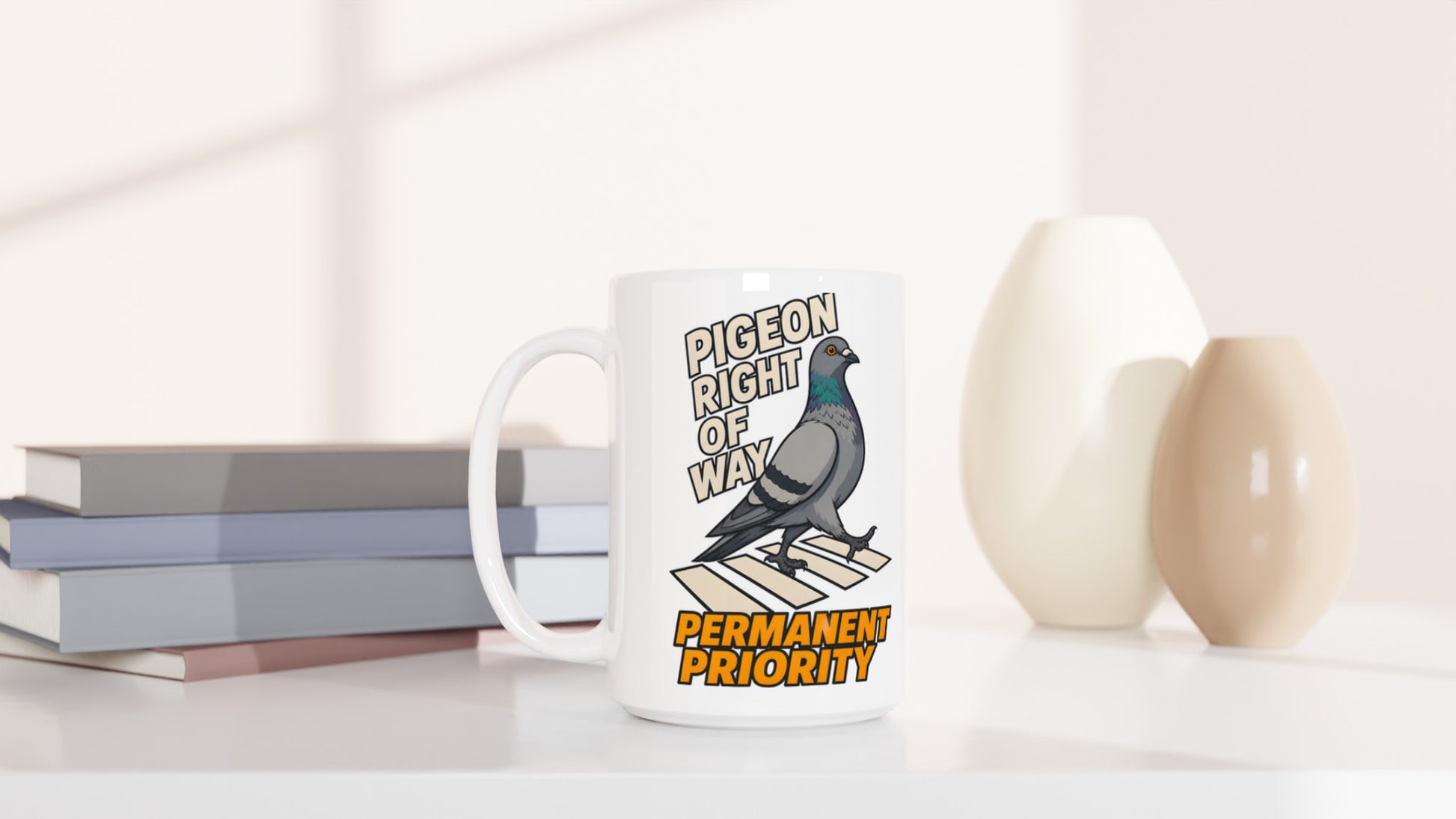 Pigeon Right of Way Large Mug — product view 6