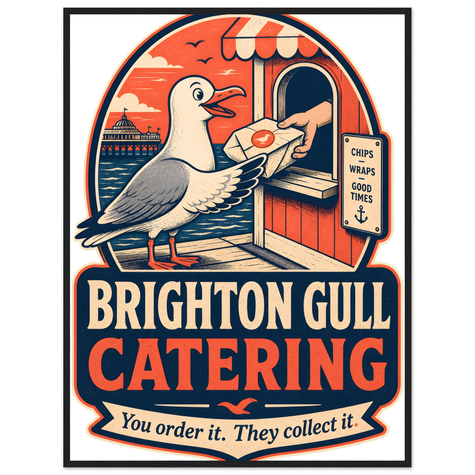 Brighton Gull Catering — Illustrated Framed Wall Art — product view 8