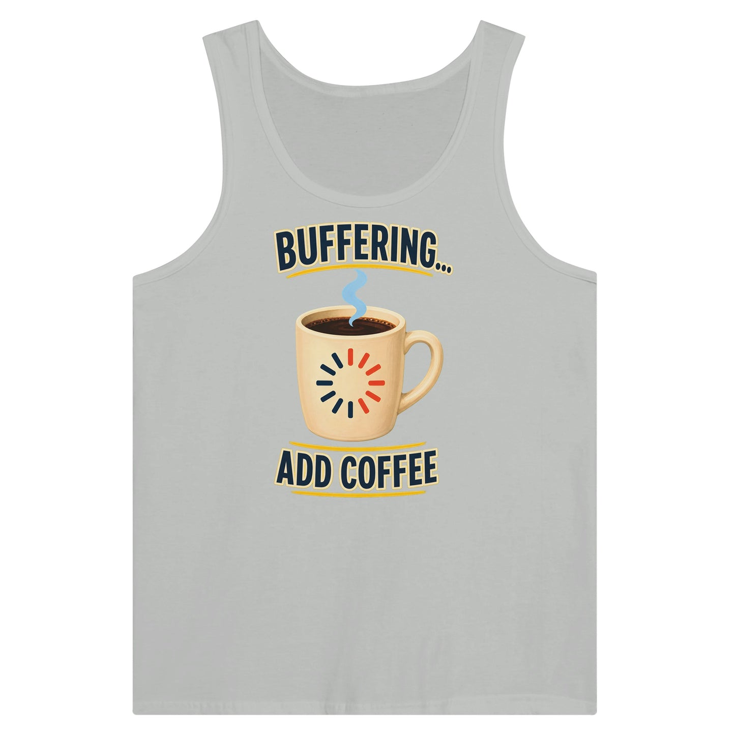 Buffering... Add Coffee — Outlined Loading Mug Graphic Premium Unisex Tank Top — product view 5