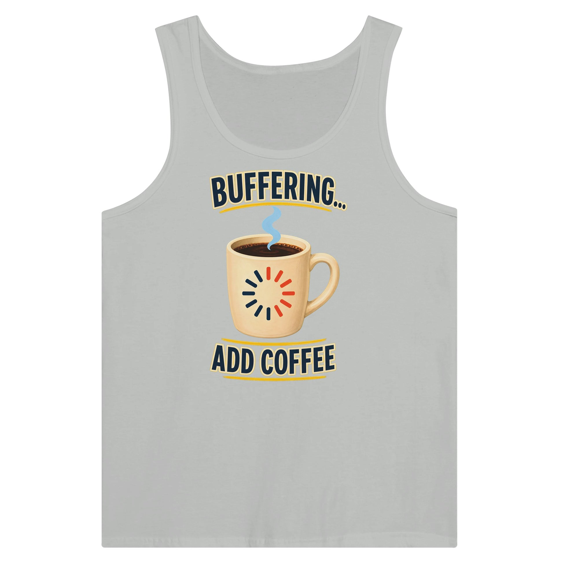 Buffering... Add Coffee — Outlined Loading Mug Graphic Premium Unisex Tank Top — product view 5