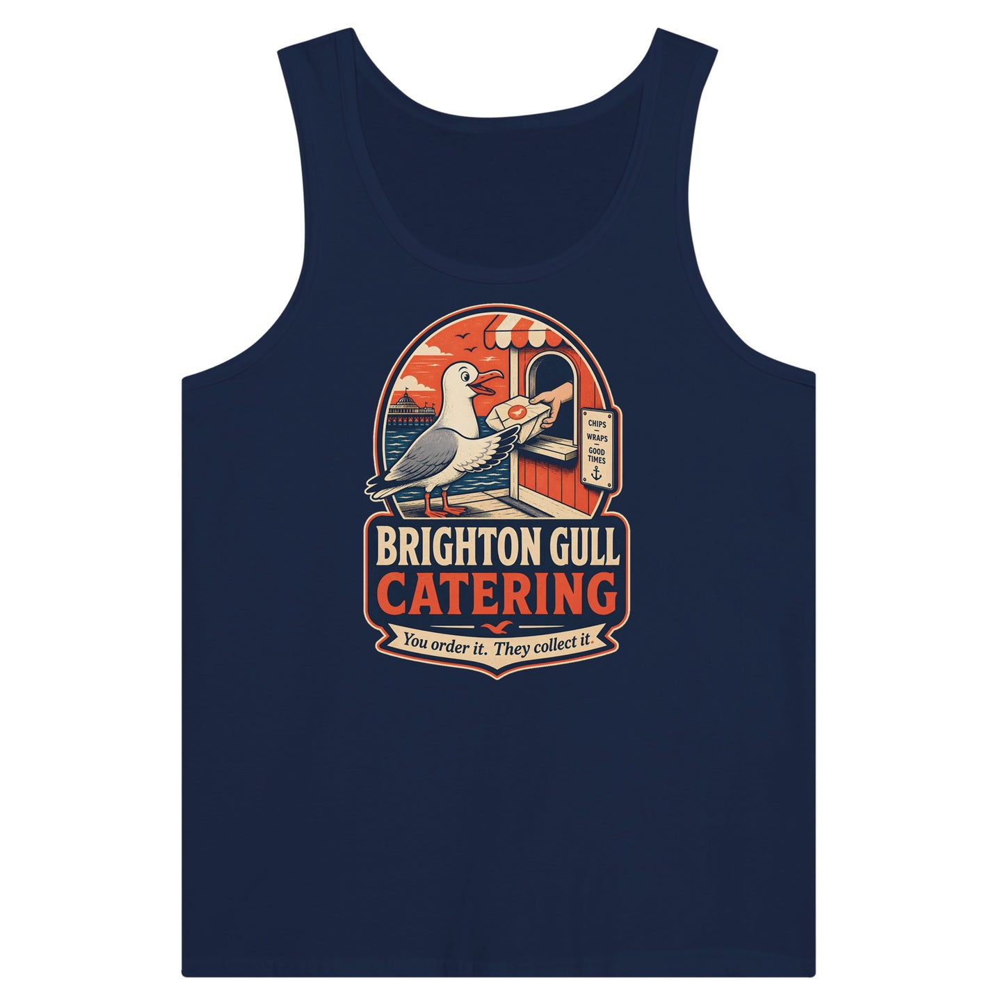 Brighton Gull Catering — Illustrated Premium Unisex Tank Top — product view 9