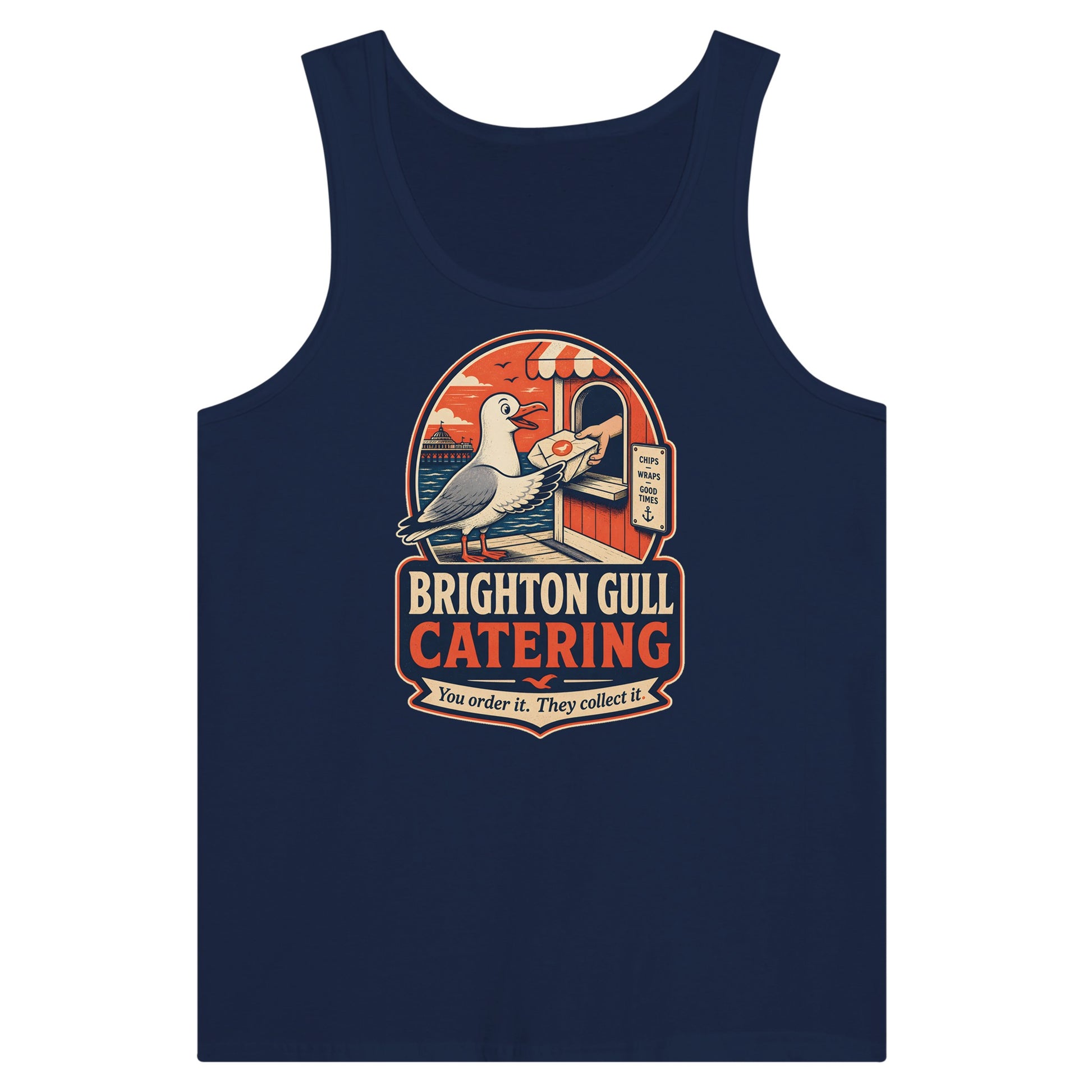 Brighton Gull Catering — Illustrated Premium Unisex Tank Top — product view 9