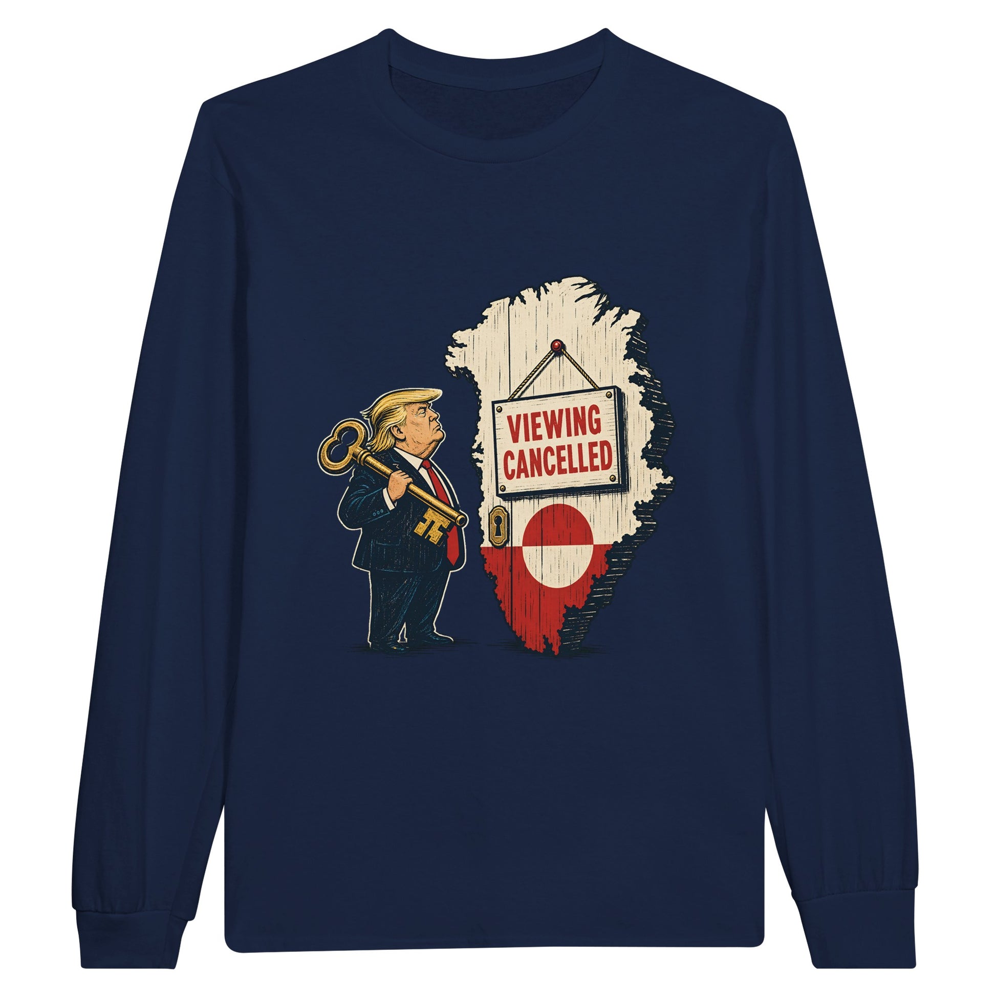 Viewing Cancelled — Greenland Political Satire Long-Sleeve T-shirt — product view 11