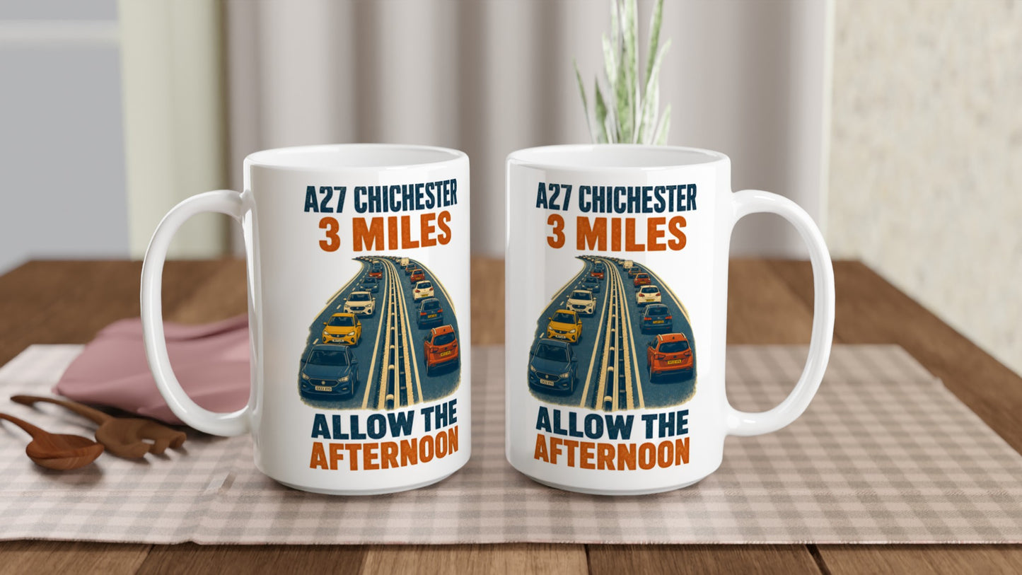 A27 Chichester – 3 Miles, Allow the Afternoon Large Mug — product view 5