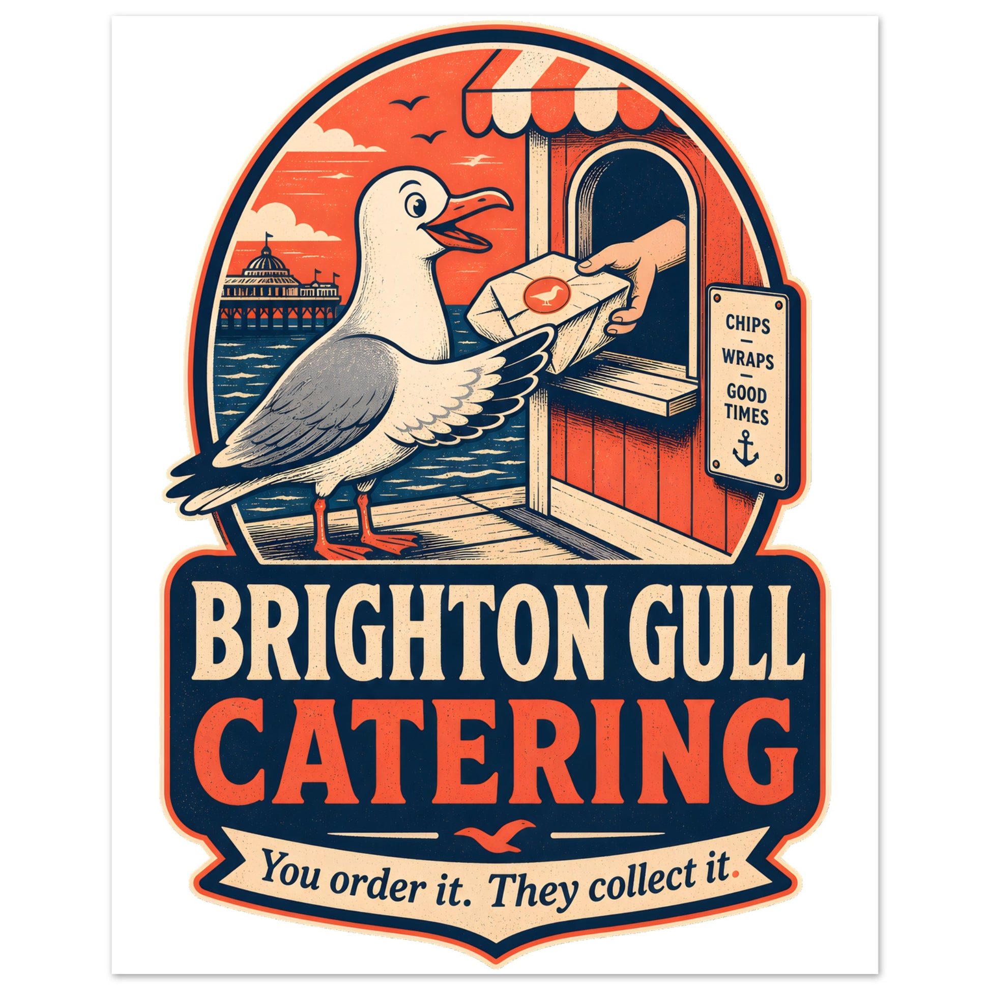 Brighton Gull Catering — Illustrated Aluminium Print — product view 2