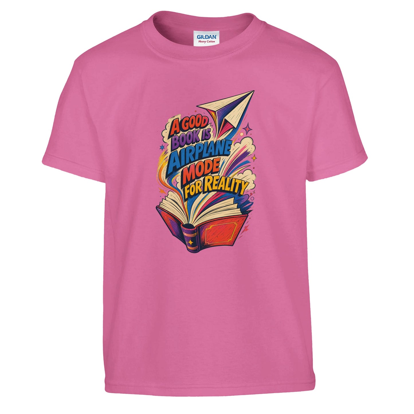 A Good Book Is Airplane Mode for Reality Kids' T-shirt — product view 10