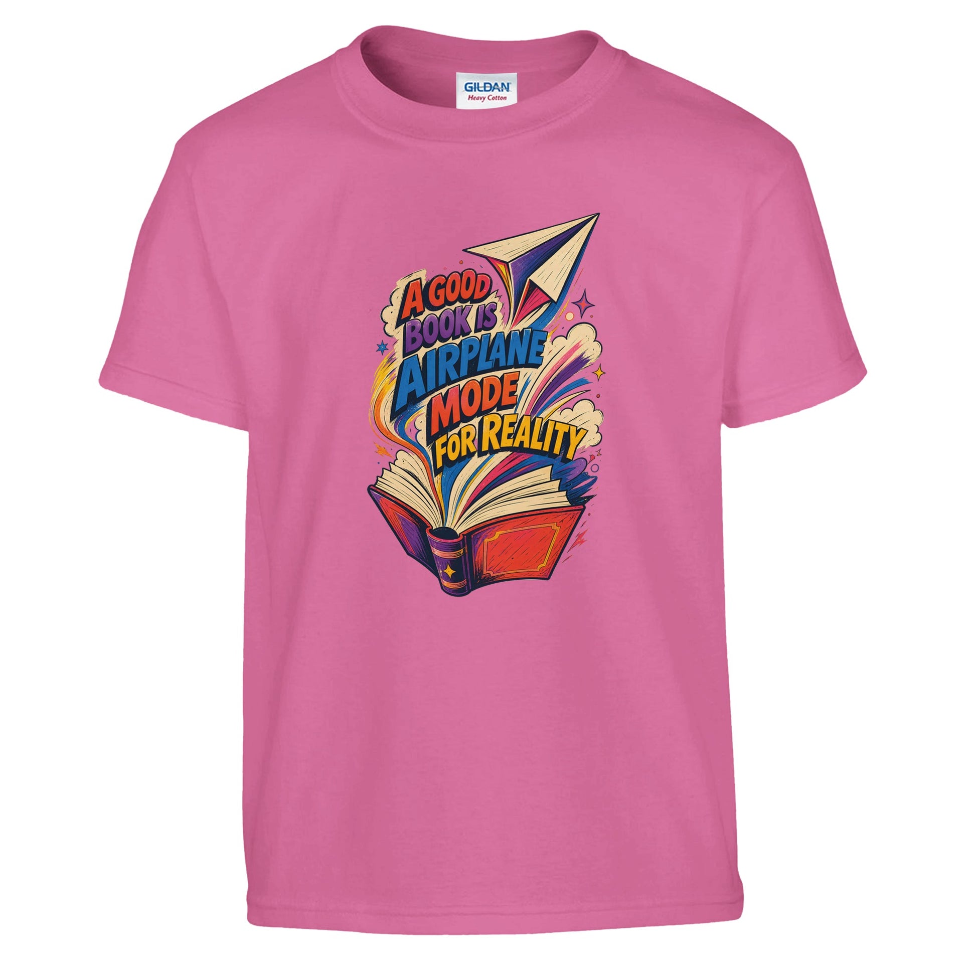A Good Book Is Airplane Mode for Reality Kids' T-shirt — product view 10