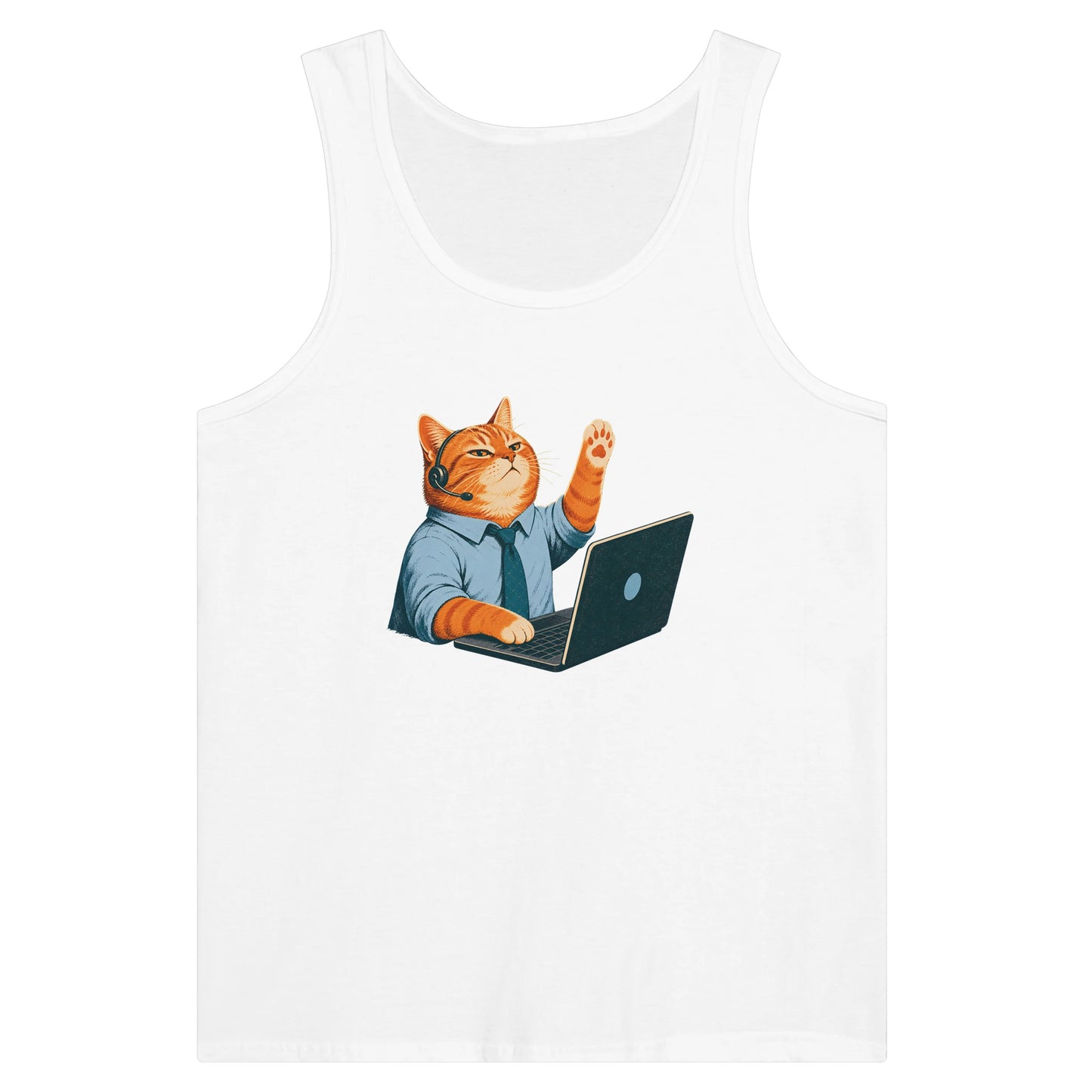 Cat Calls the Meeting Premium Unisex Tank Top — product view 1