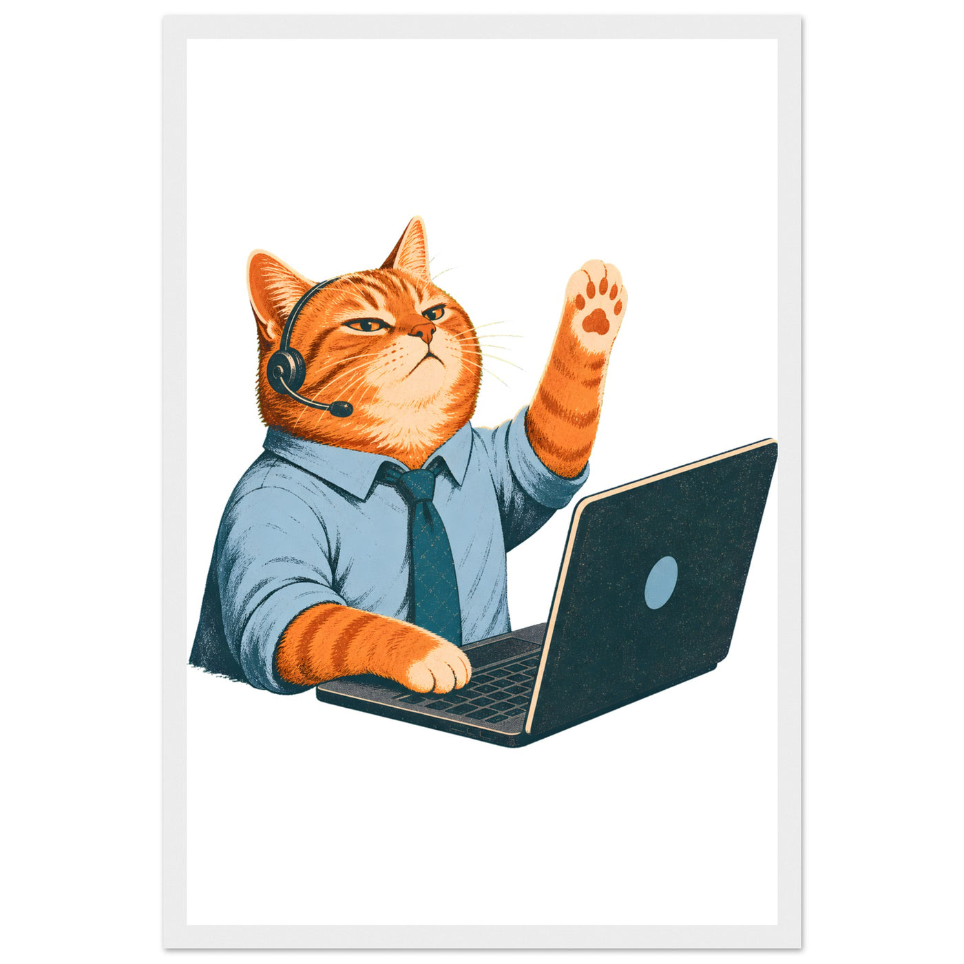 Cat Calls the Meeting Framed Wall Art
