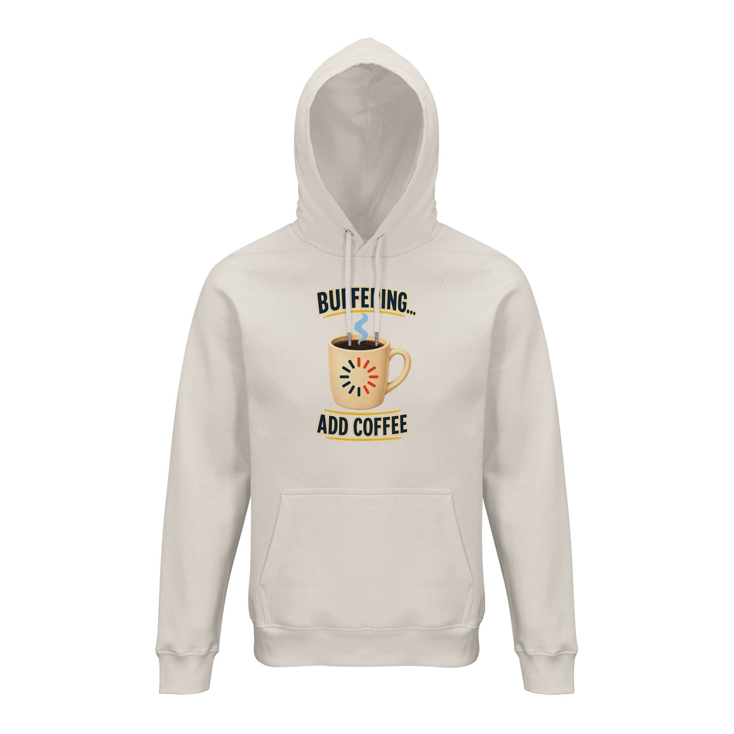 Buffering... Add Coffee — Outlined Loading Mug Graphic Hoodie — product view 1