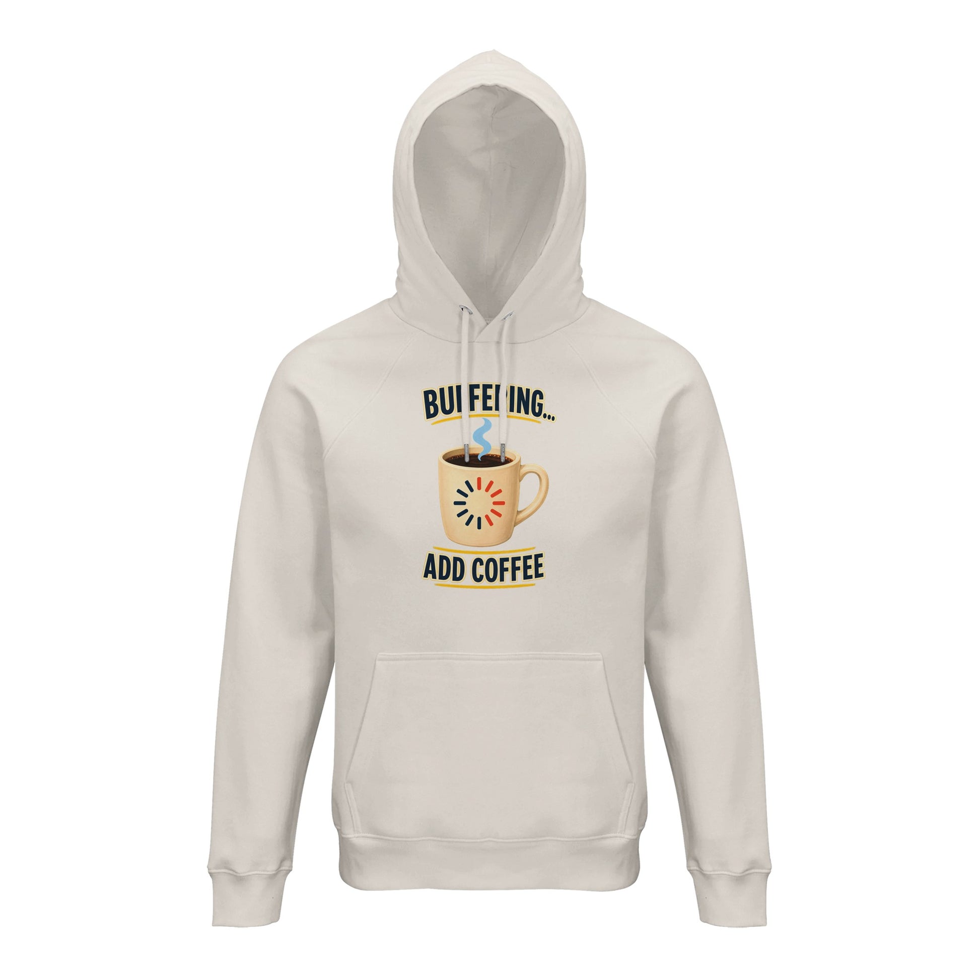 Buffering... Add Coffee — Outlined Loading Mug Graphic Hoodie — product view 1