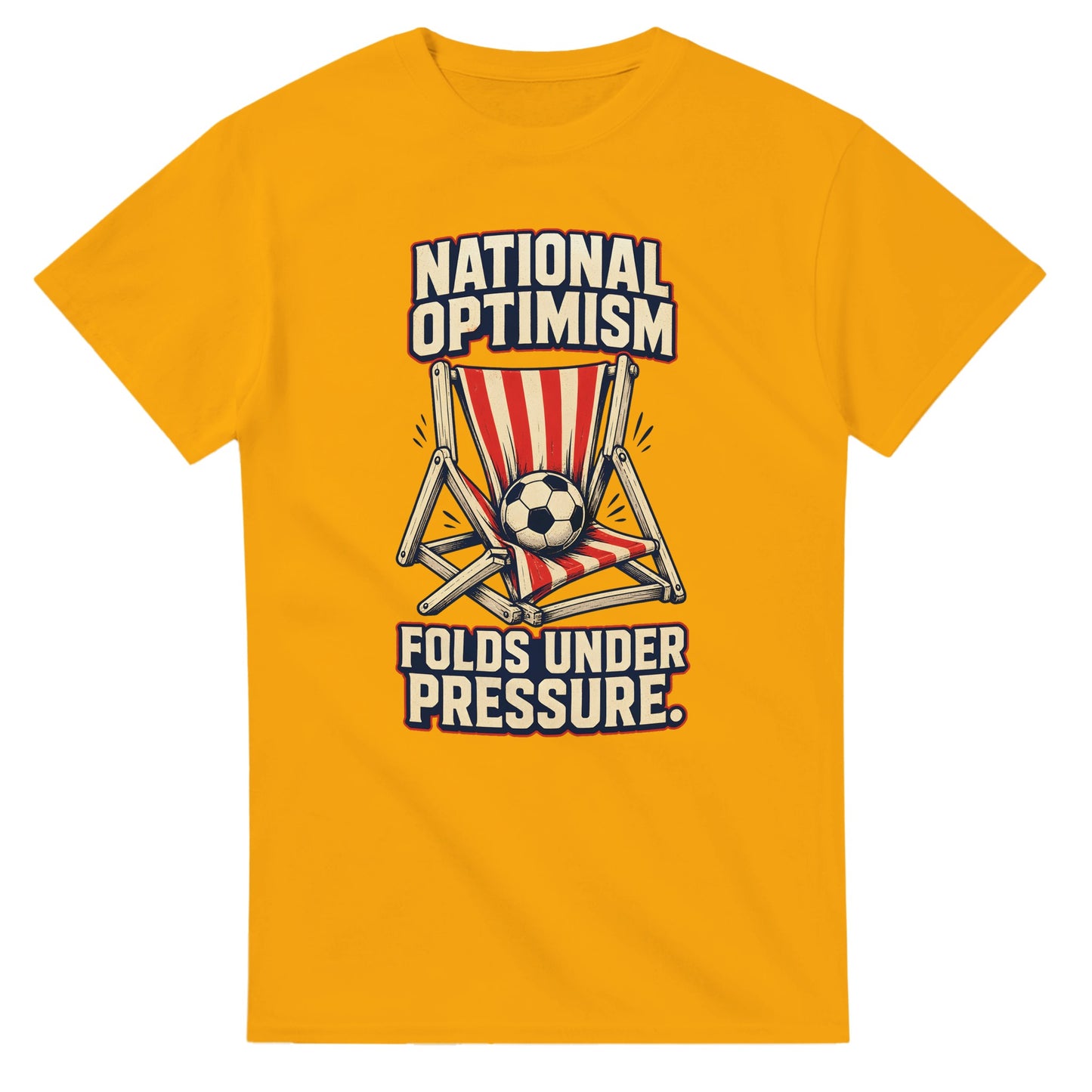 National Optimism Folds Under Pressure Football T-shirt — product view 14