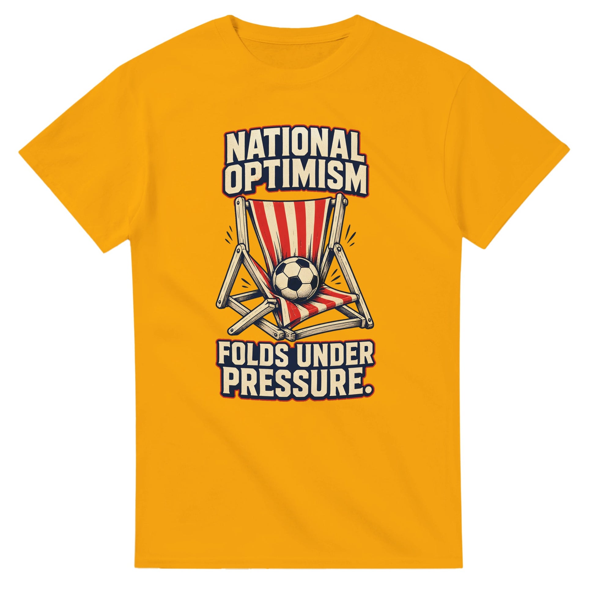 National Optimism Folds Under Pressure Football T-shirt — product view 14