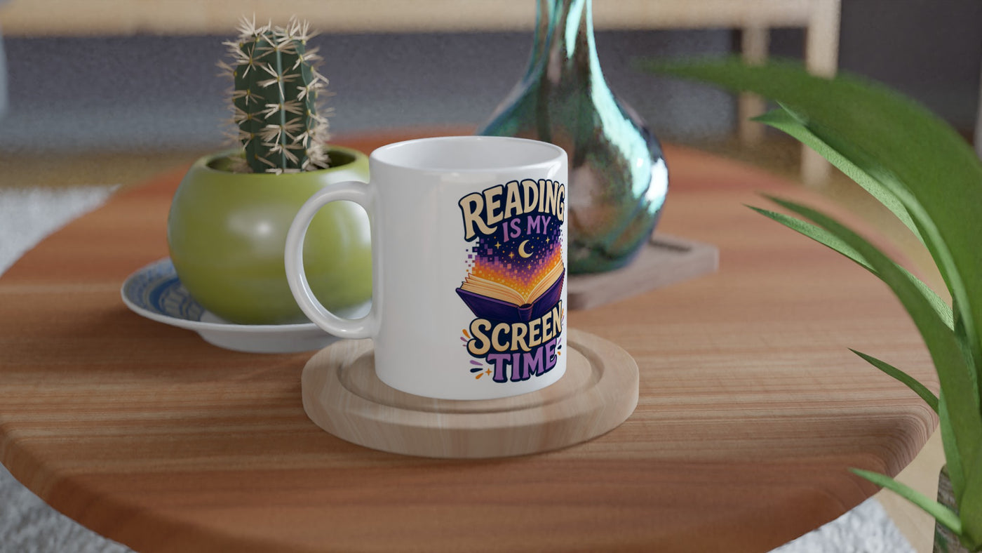 Reading Is My Screen Time Book Graphic Mug