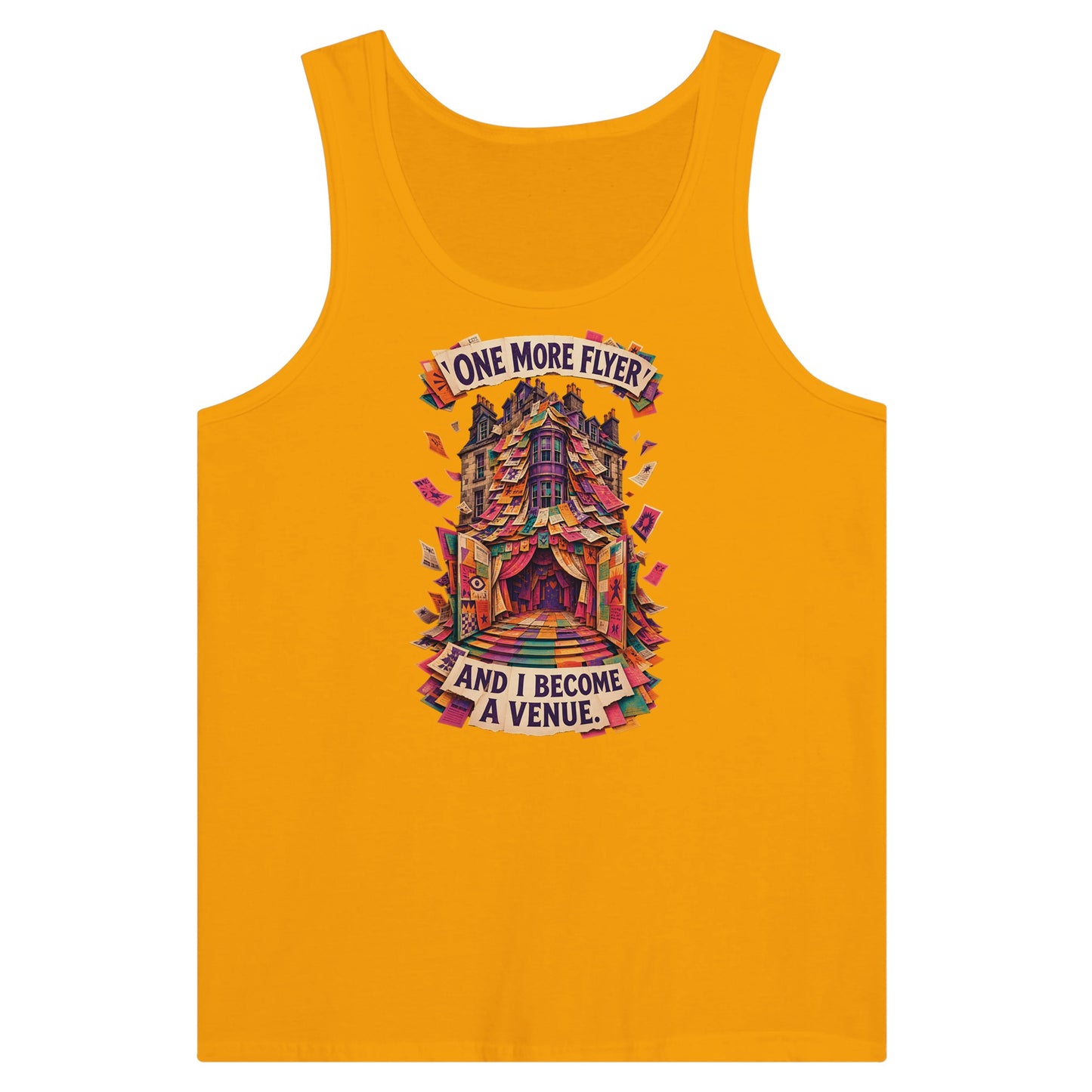 One More Flyer and I Become a Venue Premium Unisex Tank Top — product view 11