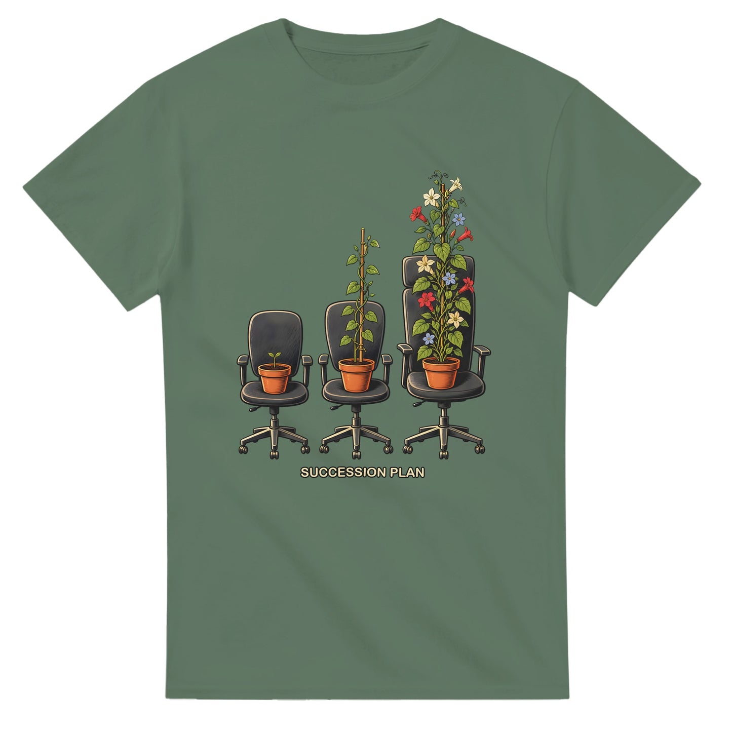 Succession Plan Office Chair Garden Graphic T-shirt — product view 13