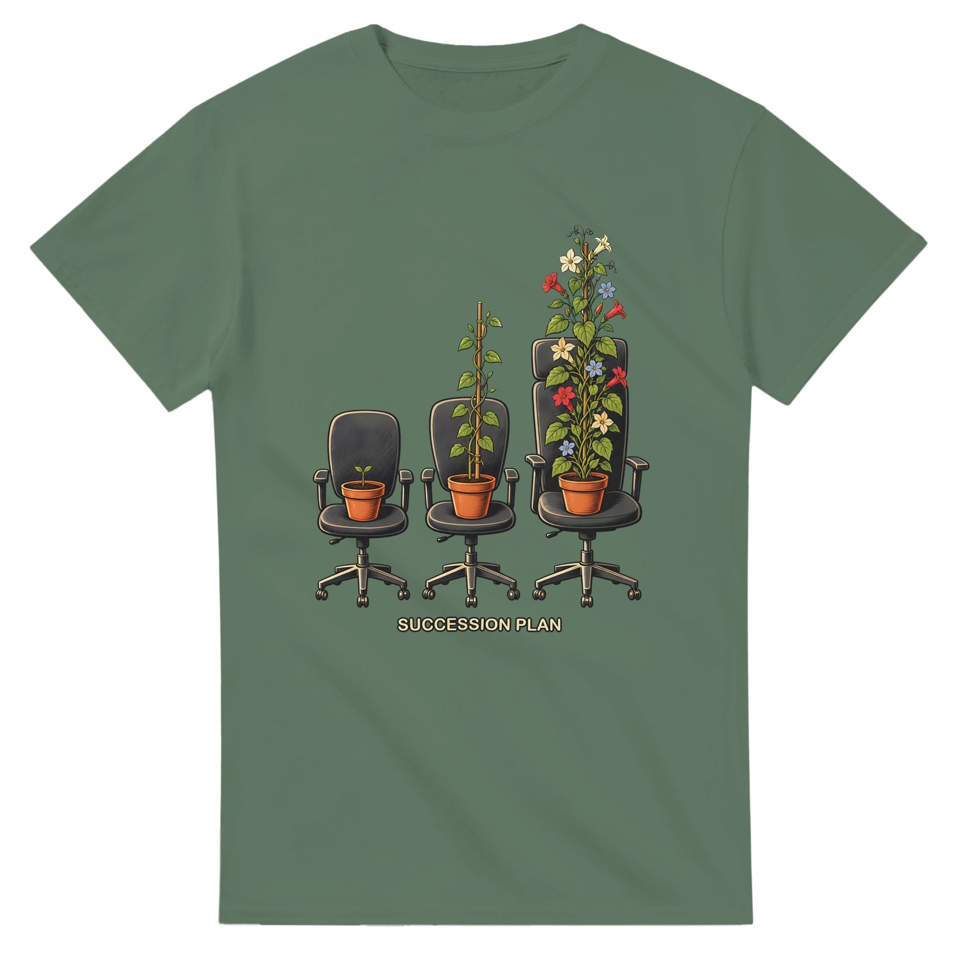 Succession Plan Office Chair Garden Graphic T-shirt — product view 13