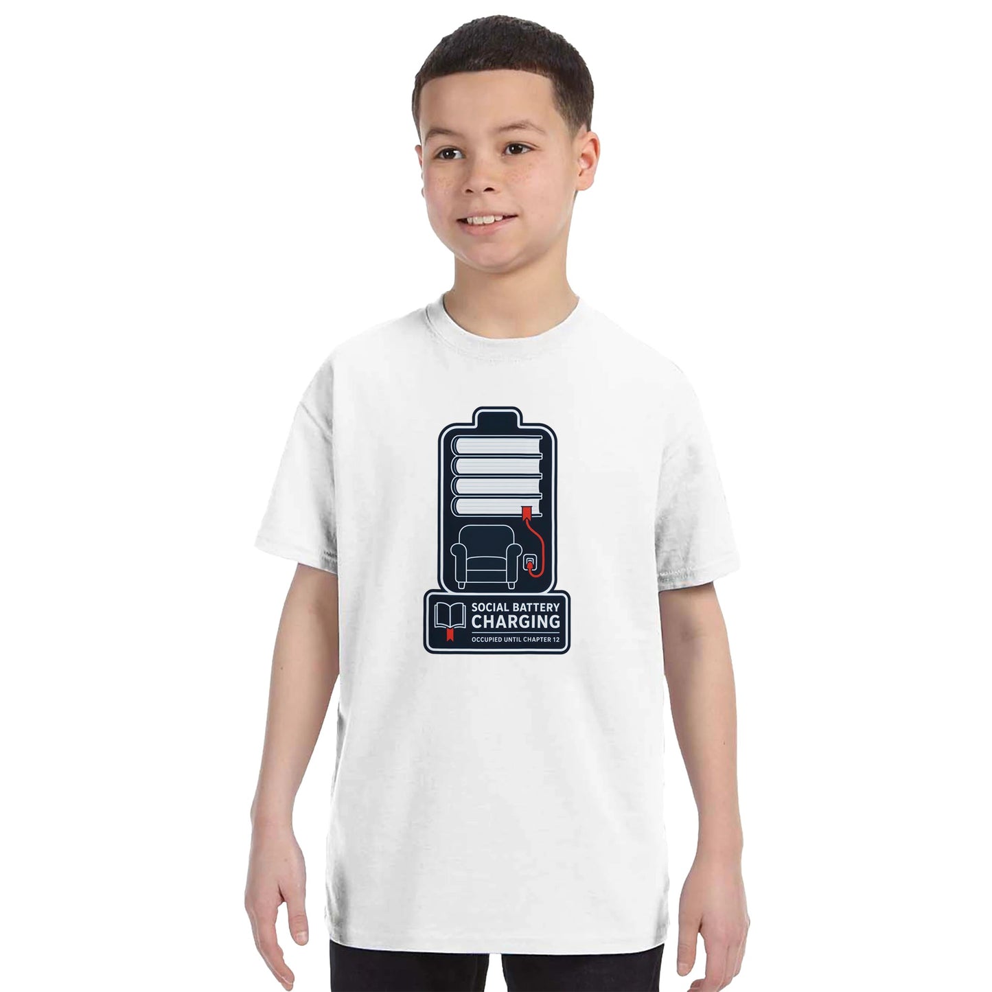 Social Battery Charging Kids' T-shirt — product view 16