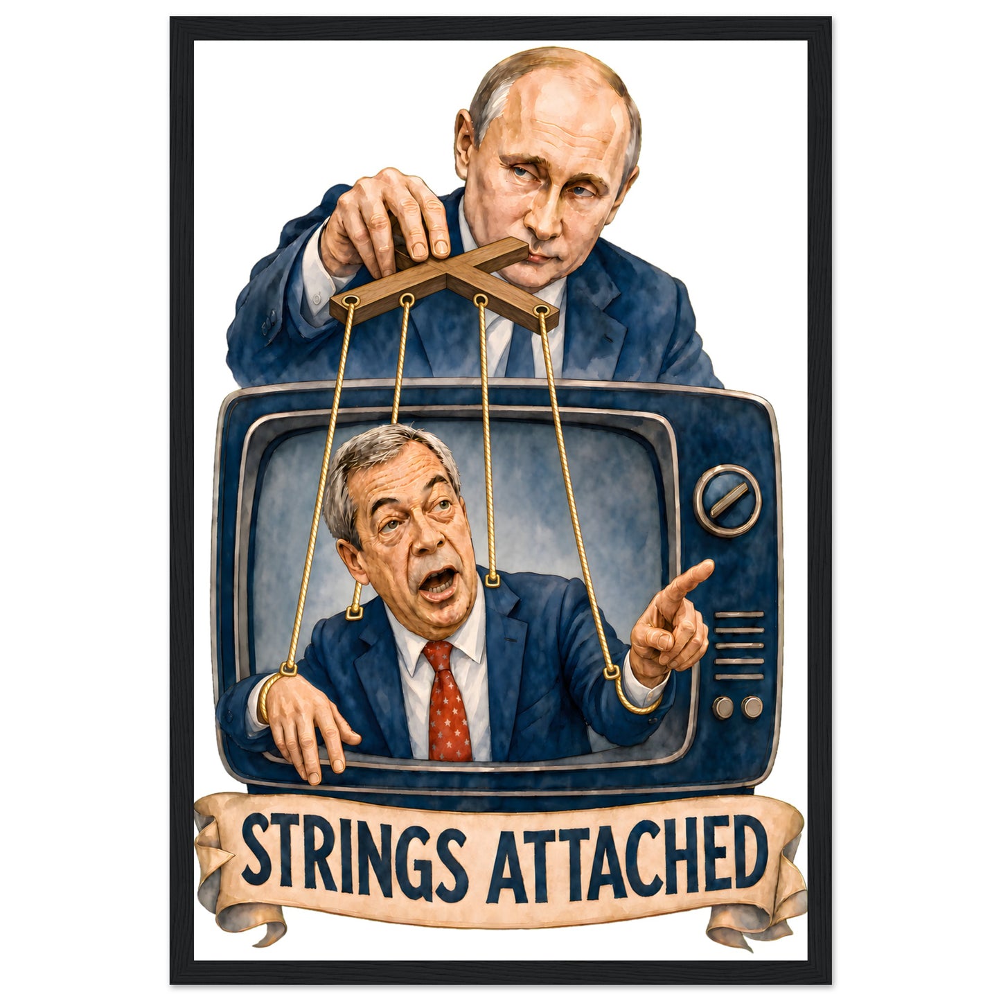 Strings Attached Political Satire Framed Wall Art — product view 6
