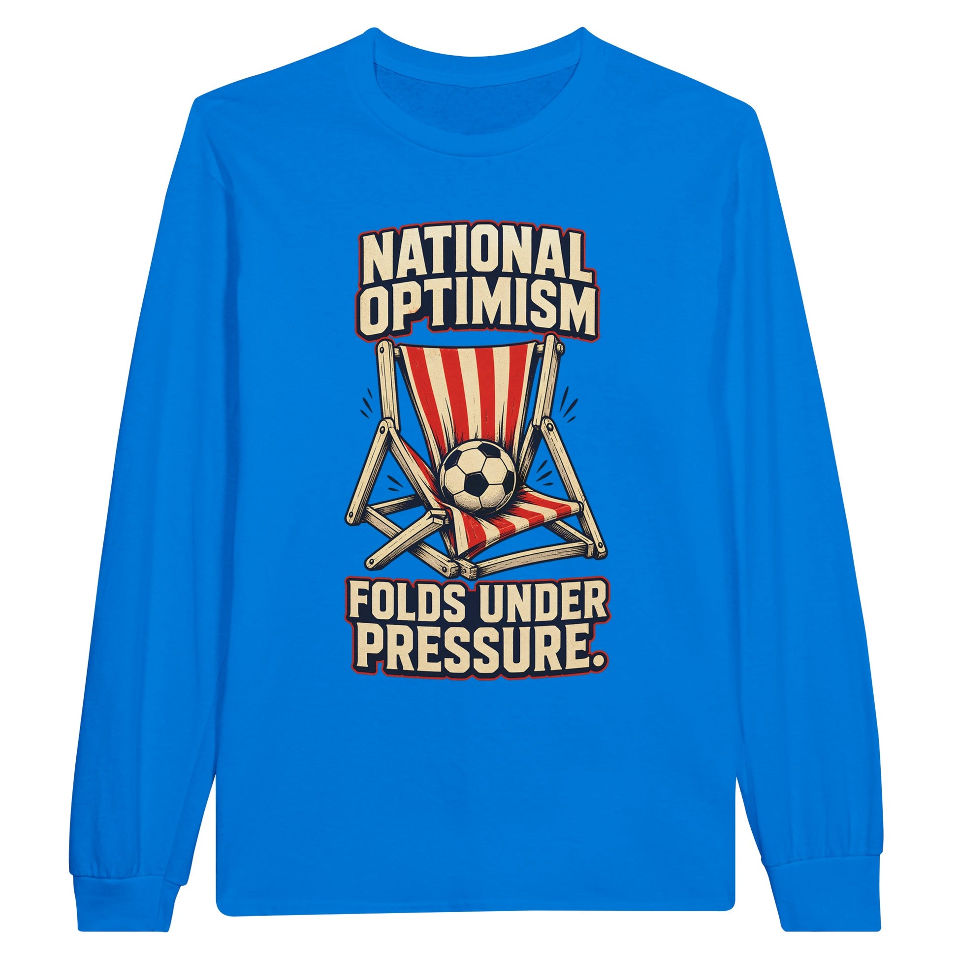 National Optimism Folds Under Pressure Football Long-Sleeve T-shirt — product view 3