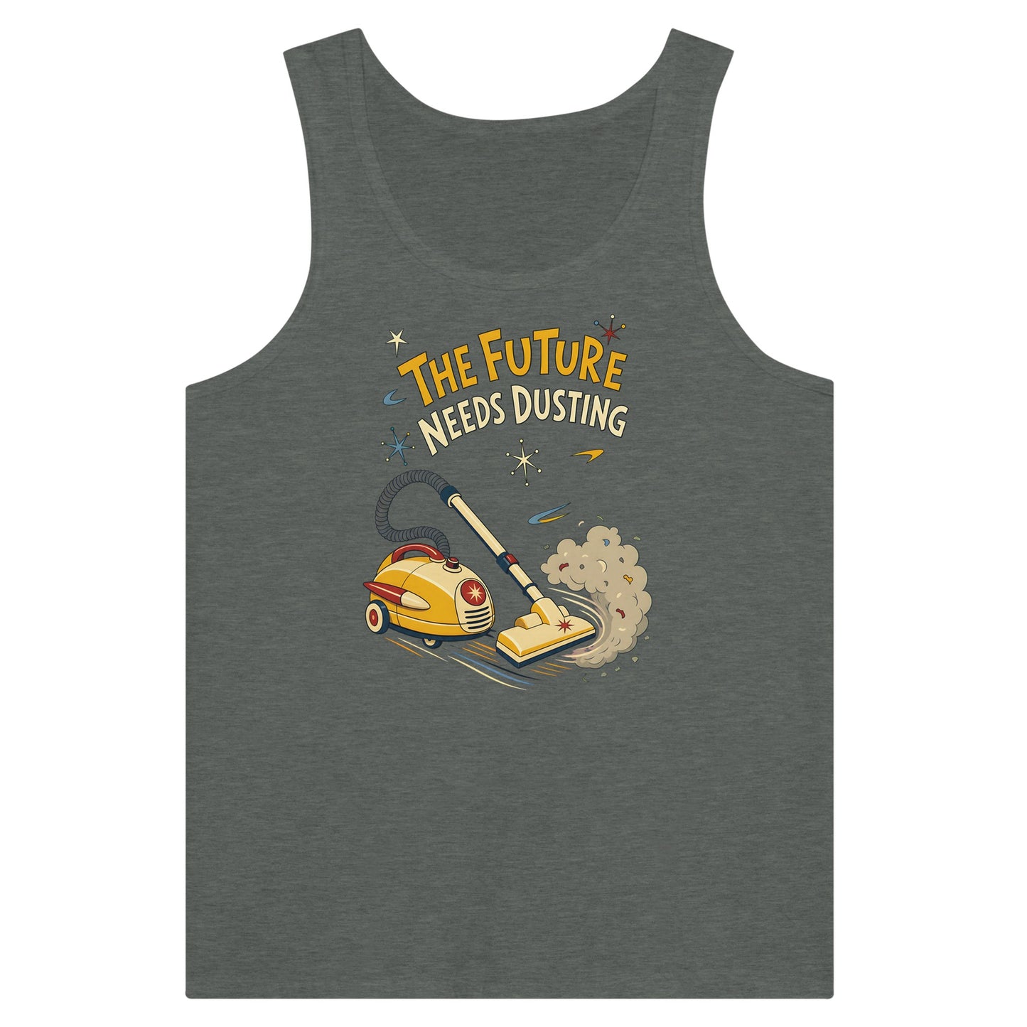 The Future Needs Dusting Premium Unisex Tank Top — product view 4
