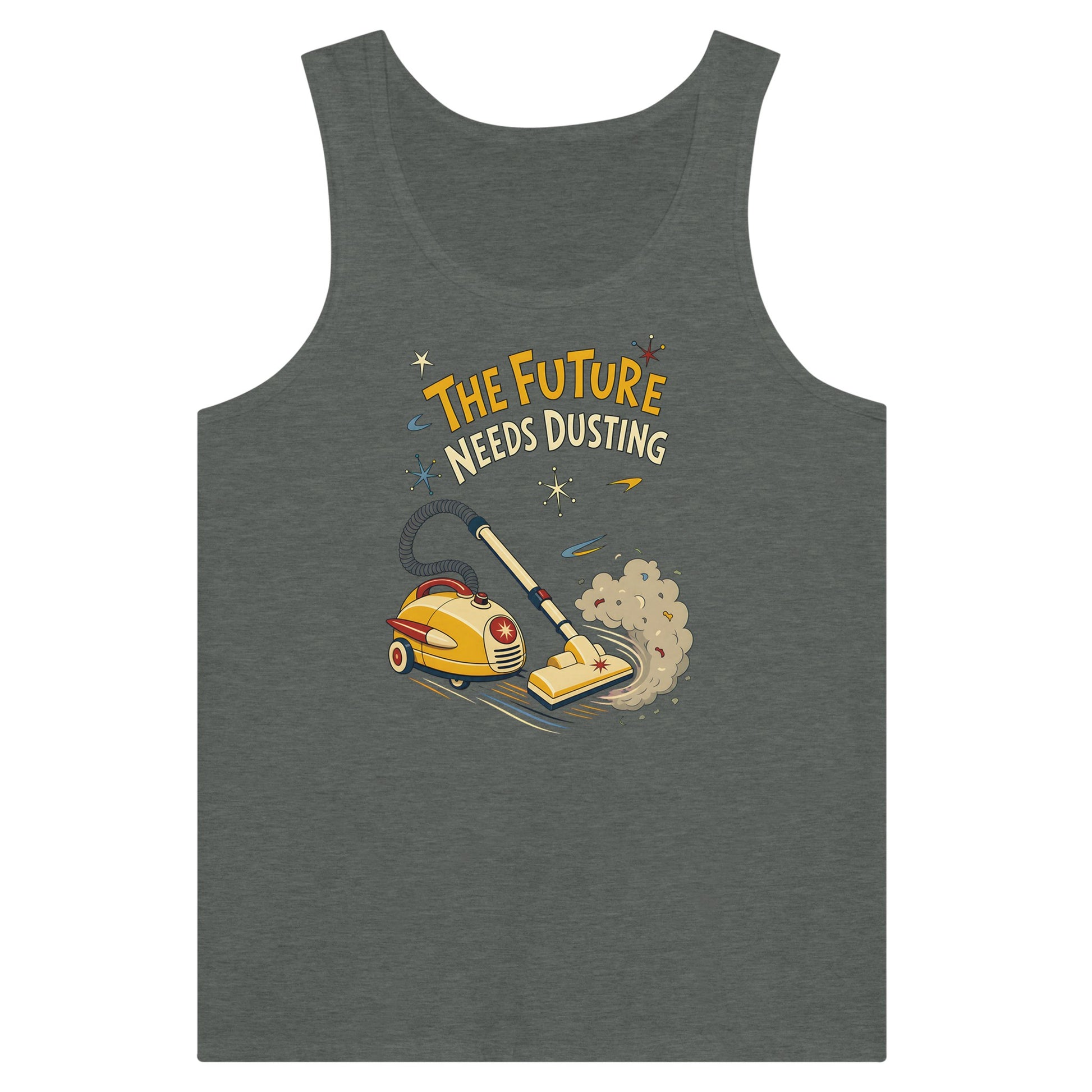The Future Needs Dusting Premium Unisex Tank Top — product view 4