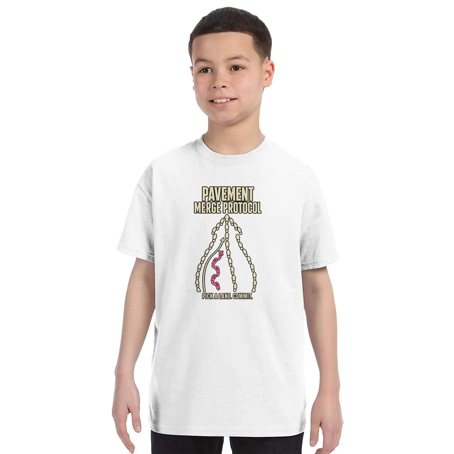 Pavement Merge Protocol — Pick a Lane Kids' T-shirt — product view 16