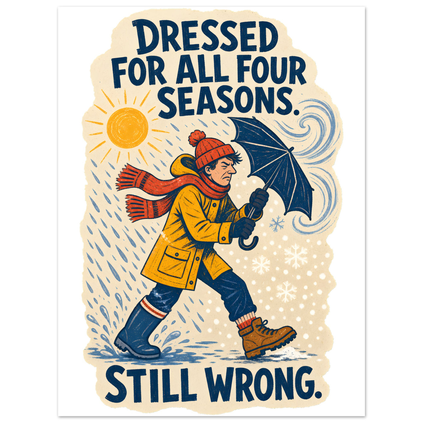 Dressed for All Four Seasons. Still Wrong. Aluminium Print