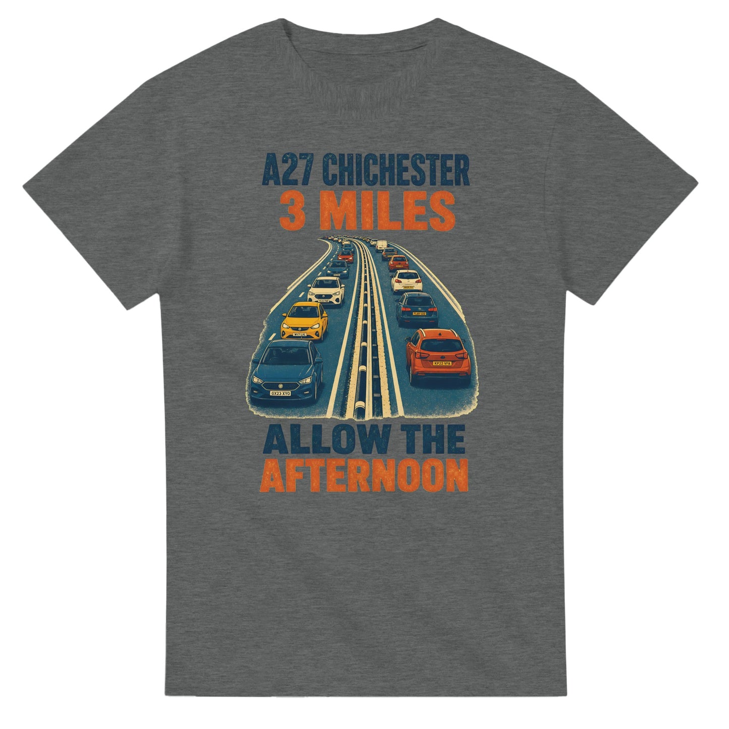A27 Chichester – 3 Miles, Allow the Afternoon T-shirt — product view 3