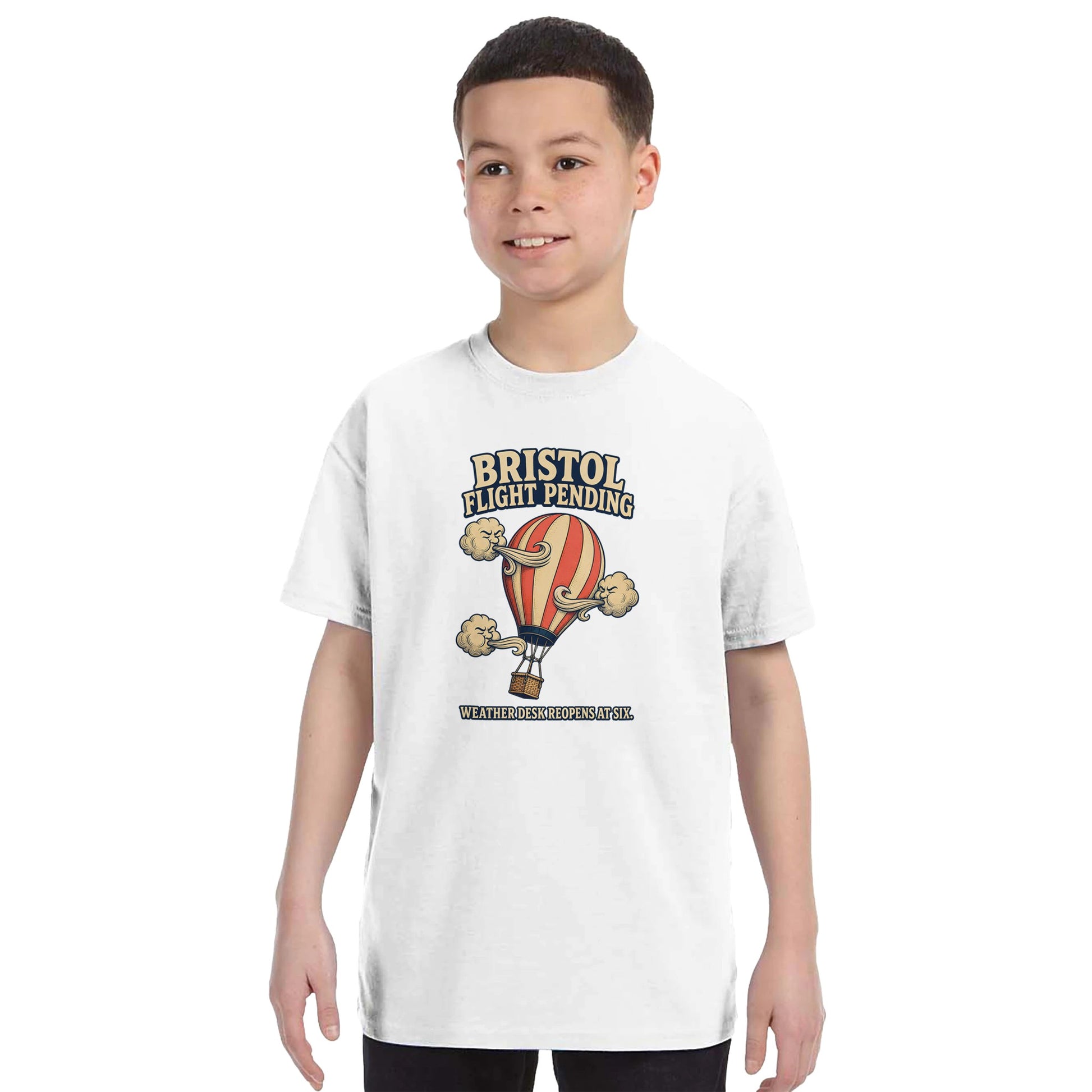 Bristol Flight Pending – Weather Desk Kids' T-shirt — product view 16