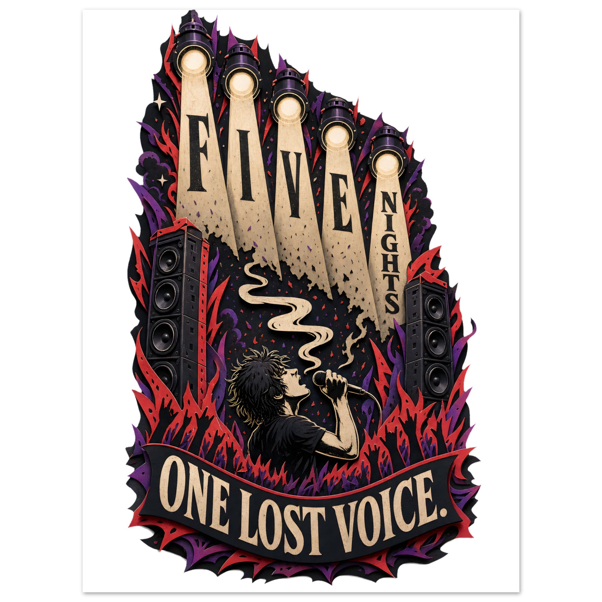 Five Nights, One Lost Voice Aluminium Print — product view 1