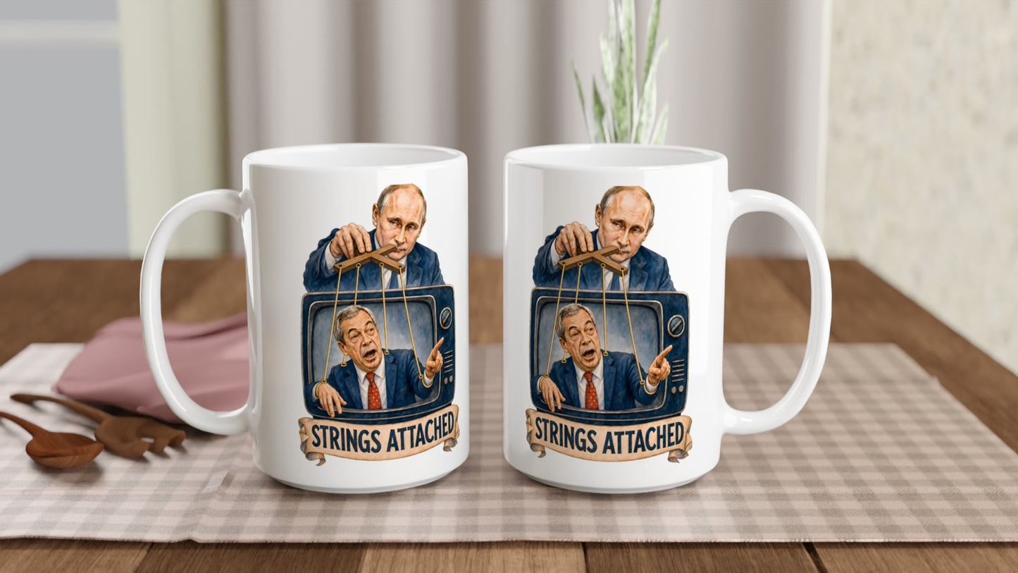Strings Attached Political Satire Large Mug — product view 5