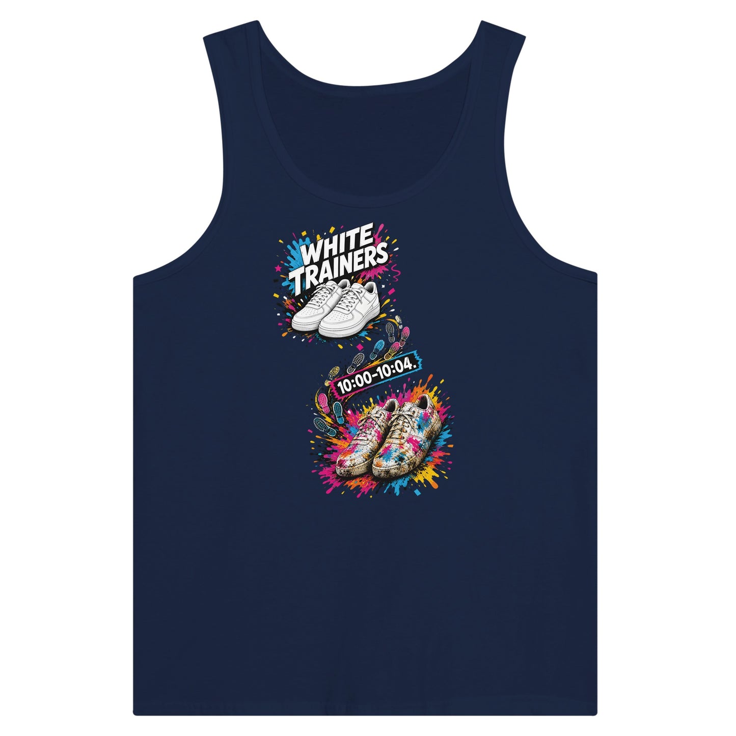 White Trainers: 10:00–10:04 Premium Unisex Tank Top — product view 9