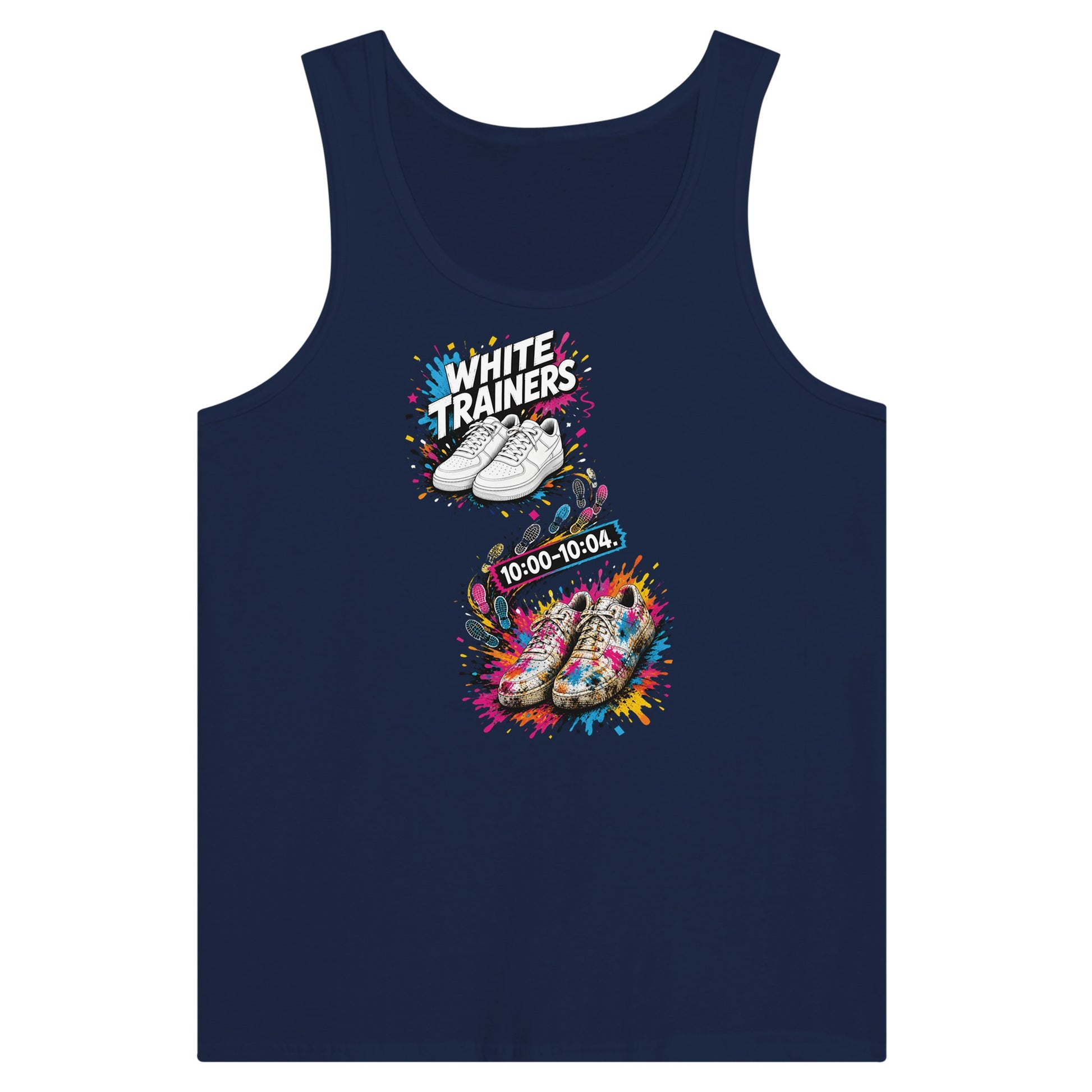 White Trainers: 10:00–10:04 Premium Unisex Tank Top — product view 9