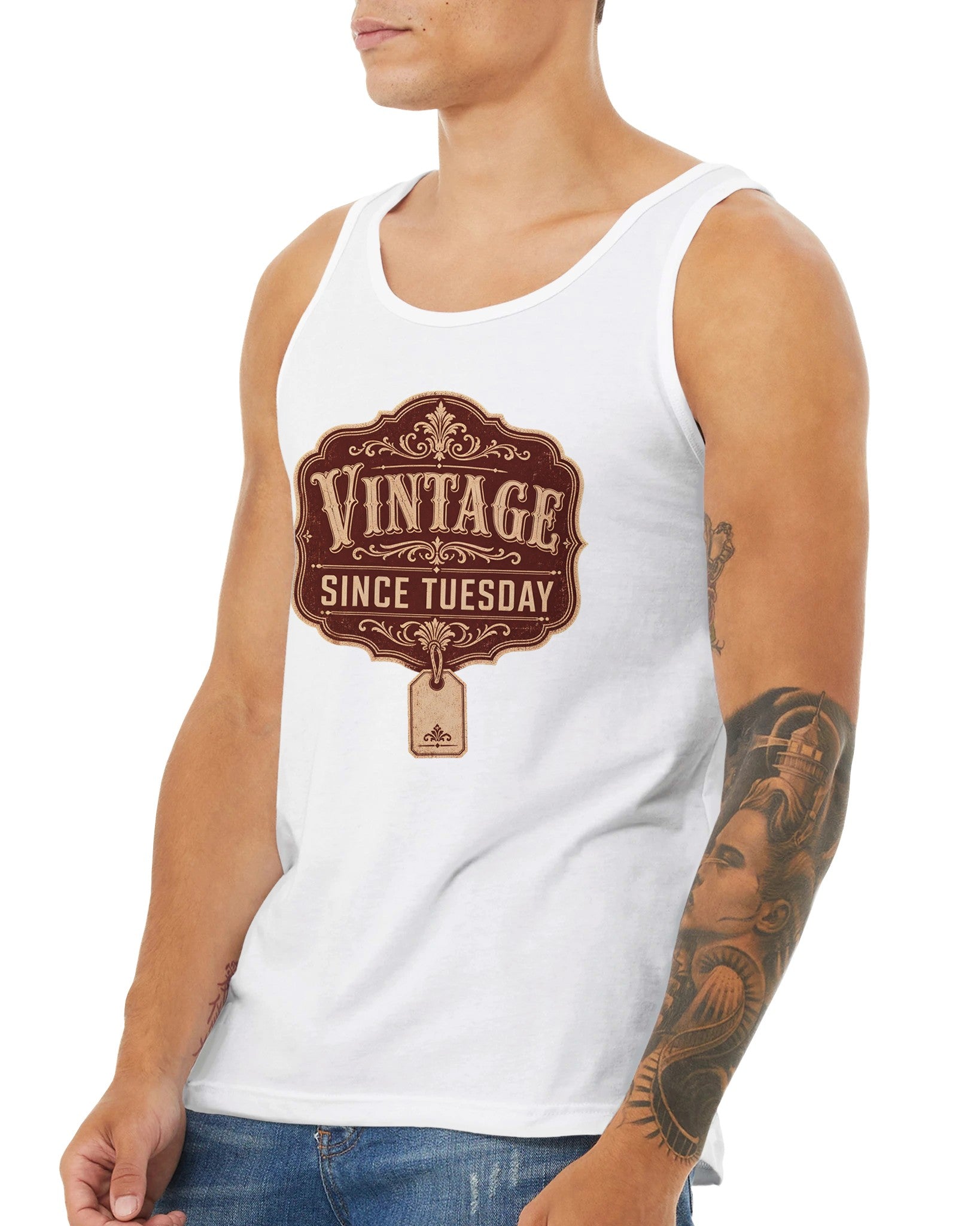 Vintage Since Tuesday Premium Unisex Tank Top — product view 16