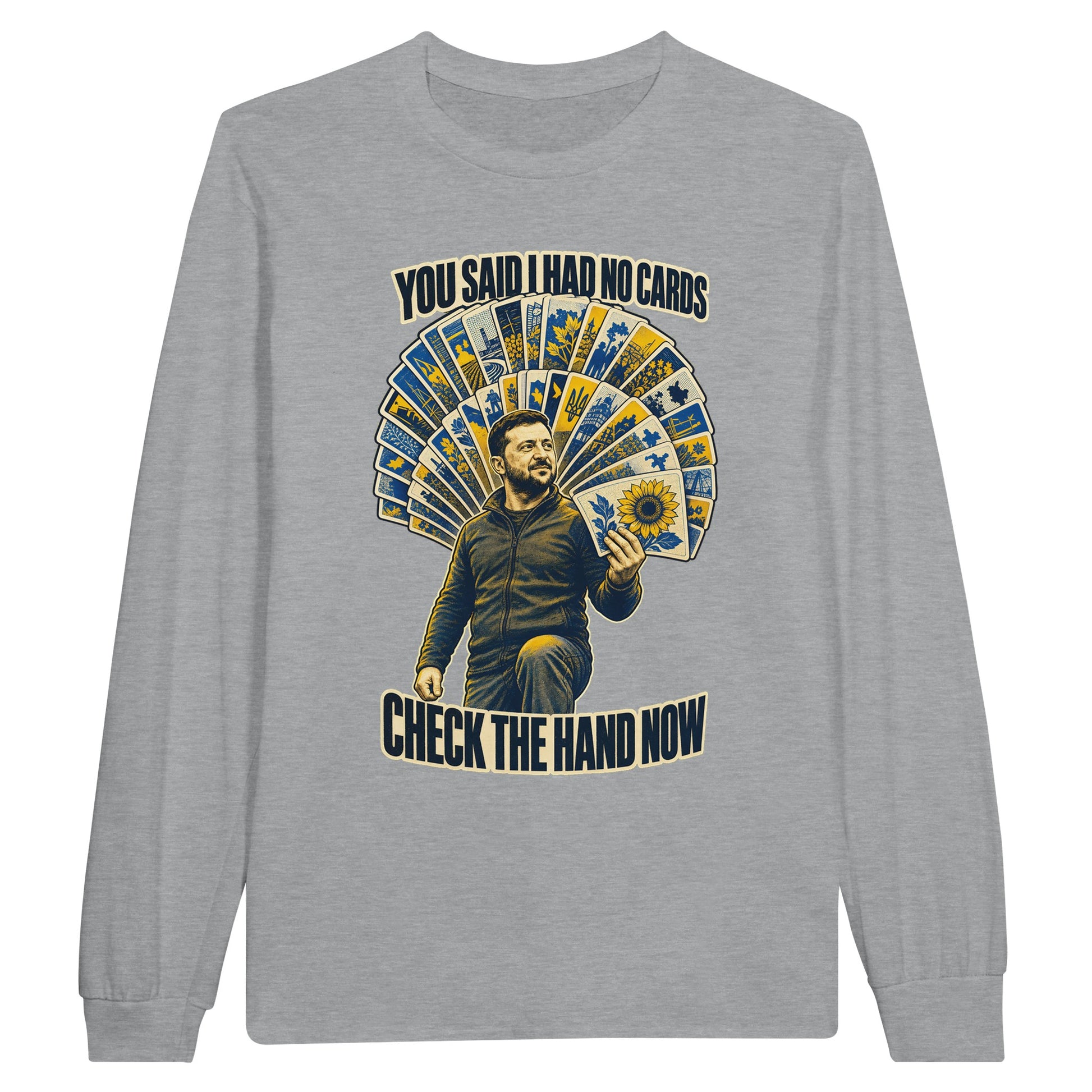 You Said I Had No Cards – Zelenskyy Satire Long-Sleeve T-shirt — product view 10