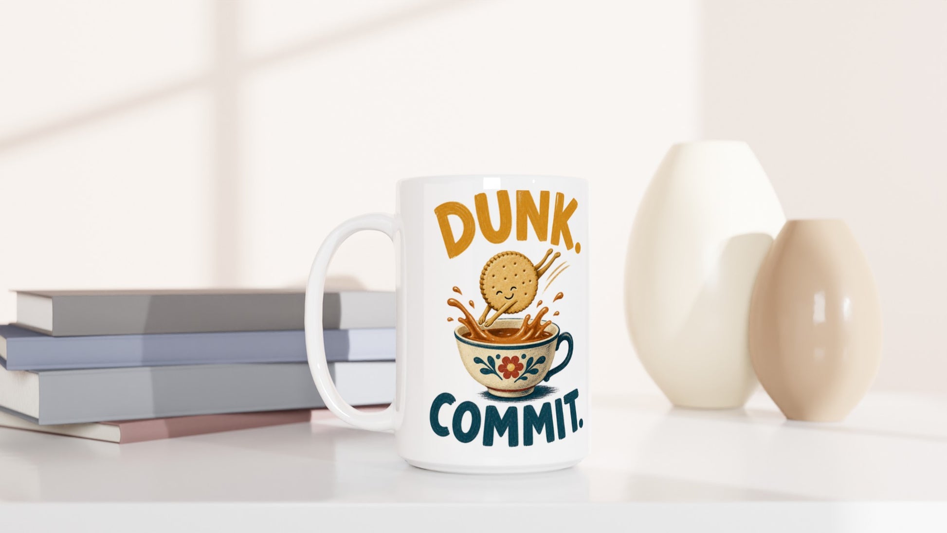 Dunk. Commit. Tea Biscuit Graphic Large Mug — product view 6