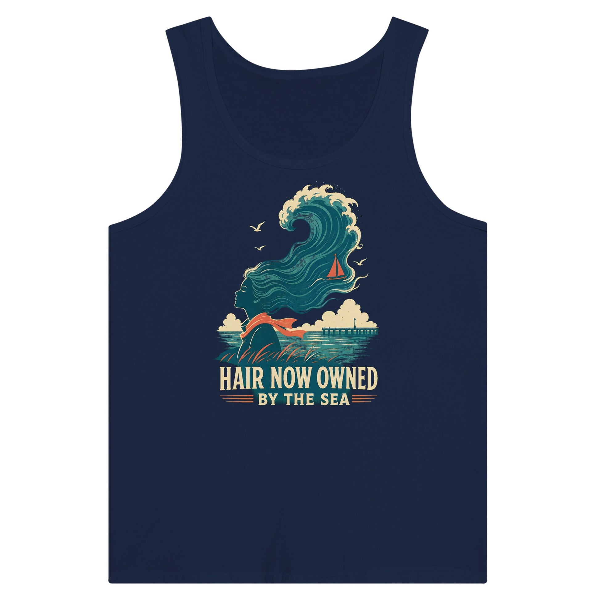 Hair Now Owned by the Sea Premium Unisex Tank Top — product view 9