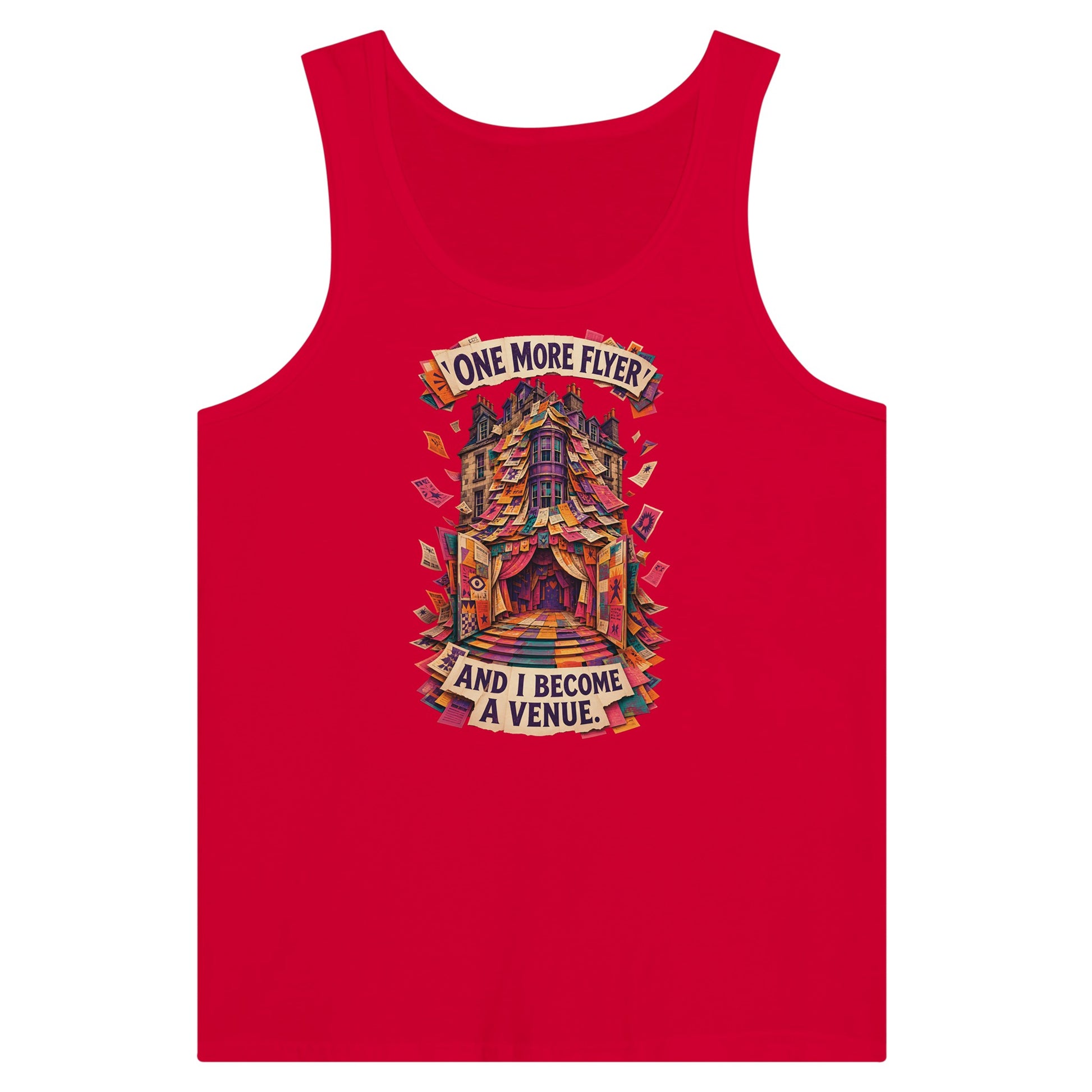One More Flyer and I Become a Venue Premium Unisex Tank Top — product view 12