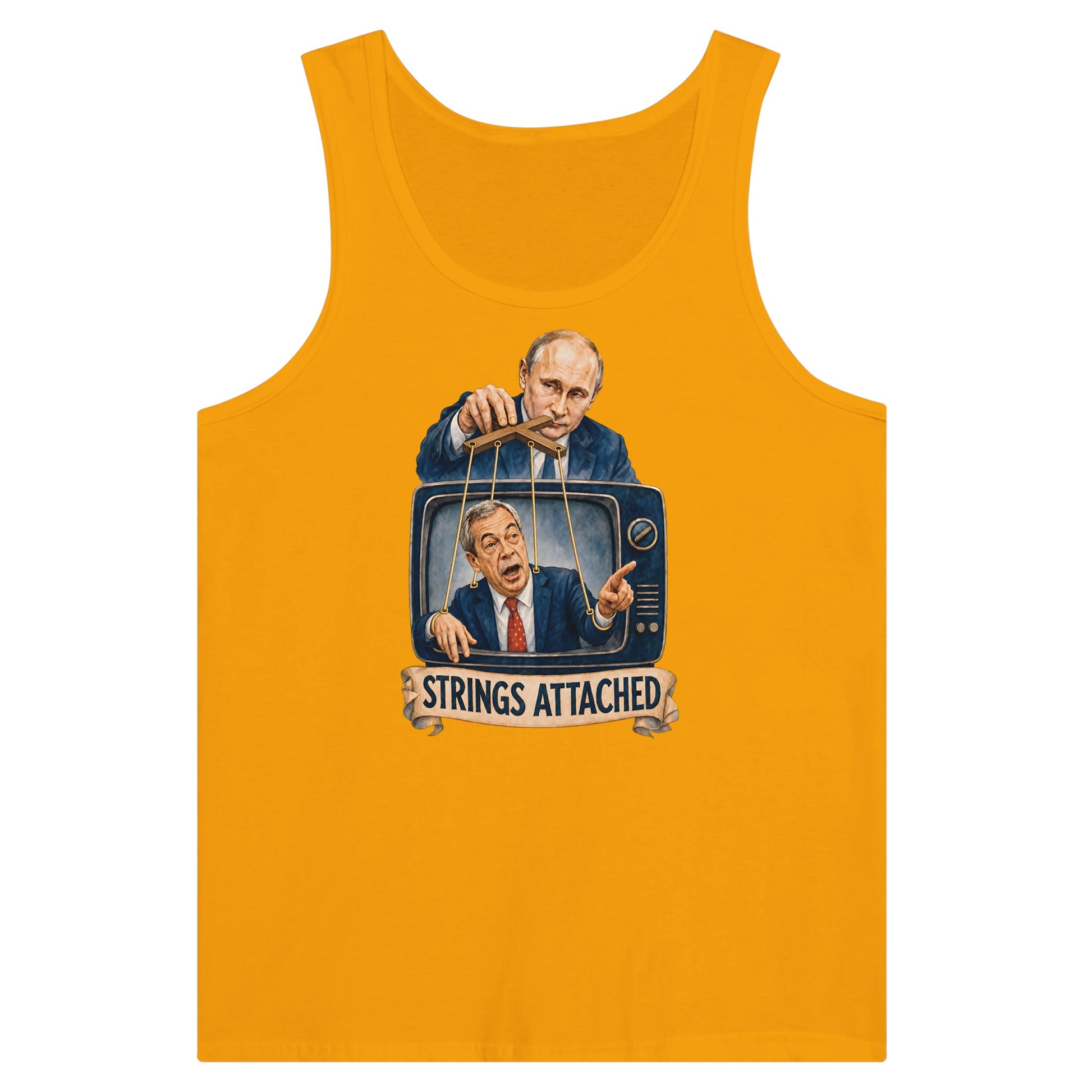 Strings Attached Political Satire Premium Unisex Tank Top — product view 11