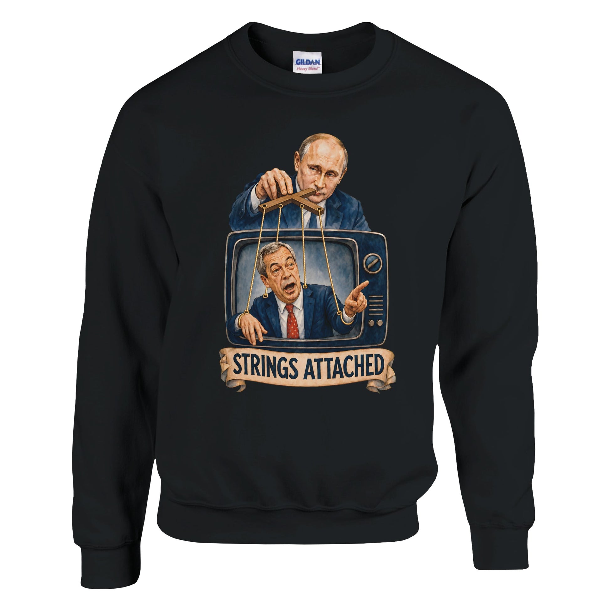 Strings Attached Political Satire Sweatshirt — product view 5