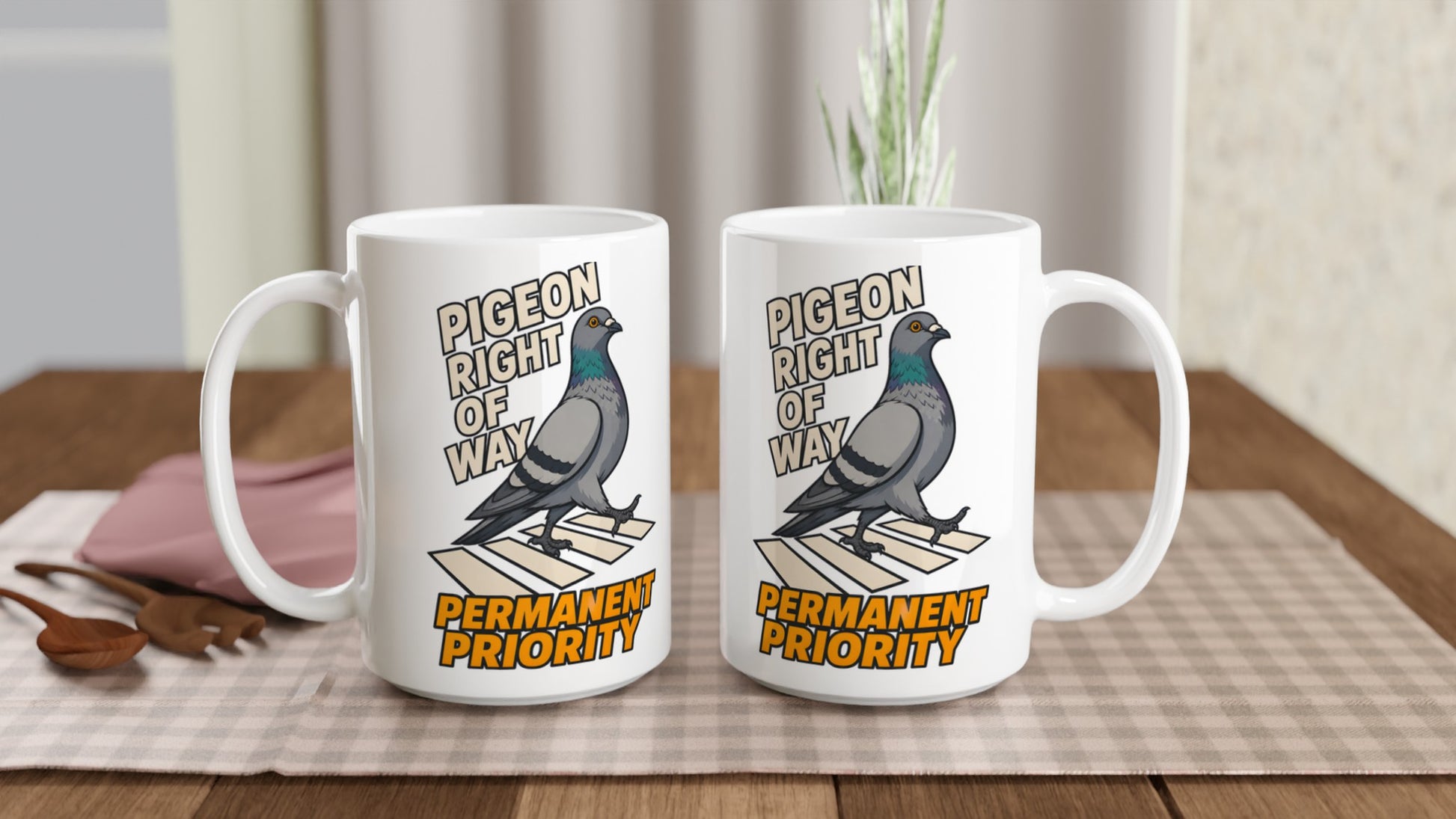 Pigeon Right of Way Large Mug — product view 5