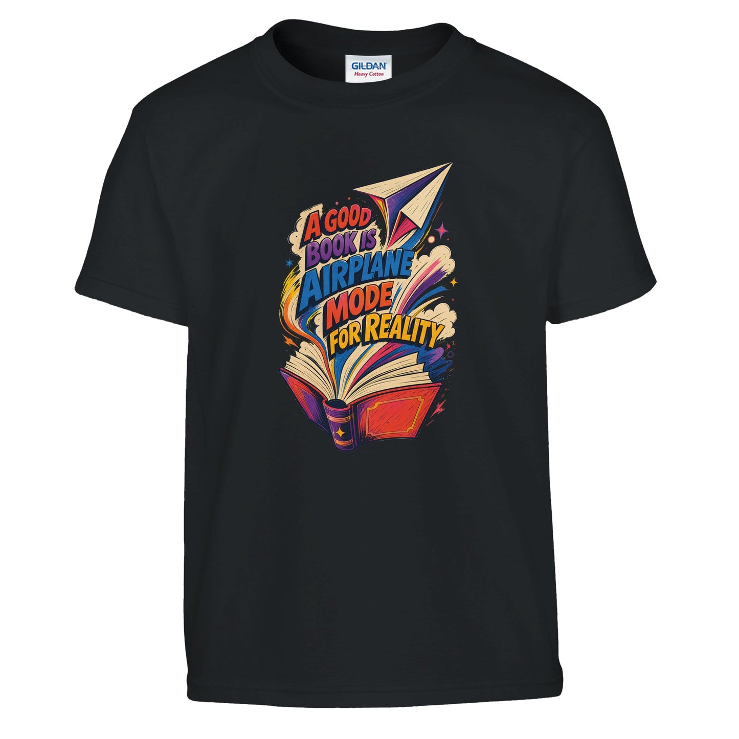 A Good Book Is Airplane Mode for Reality Kids' T-shirt — product view 2