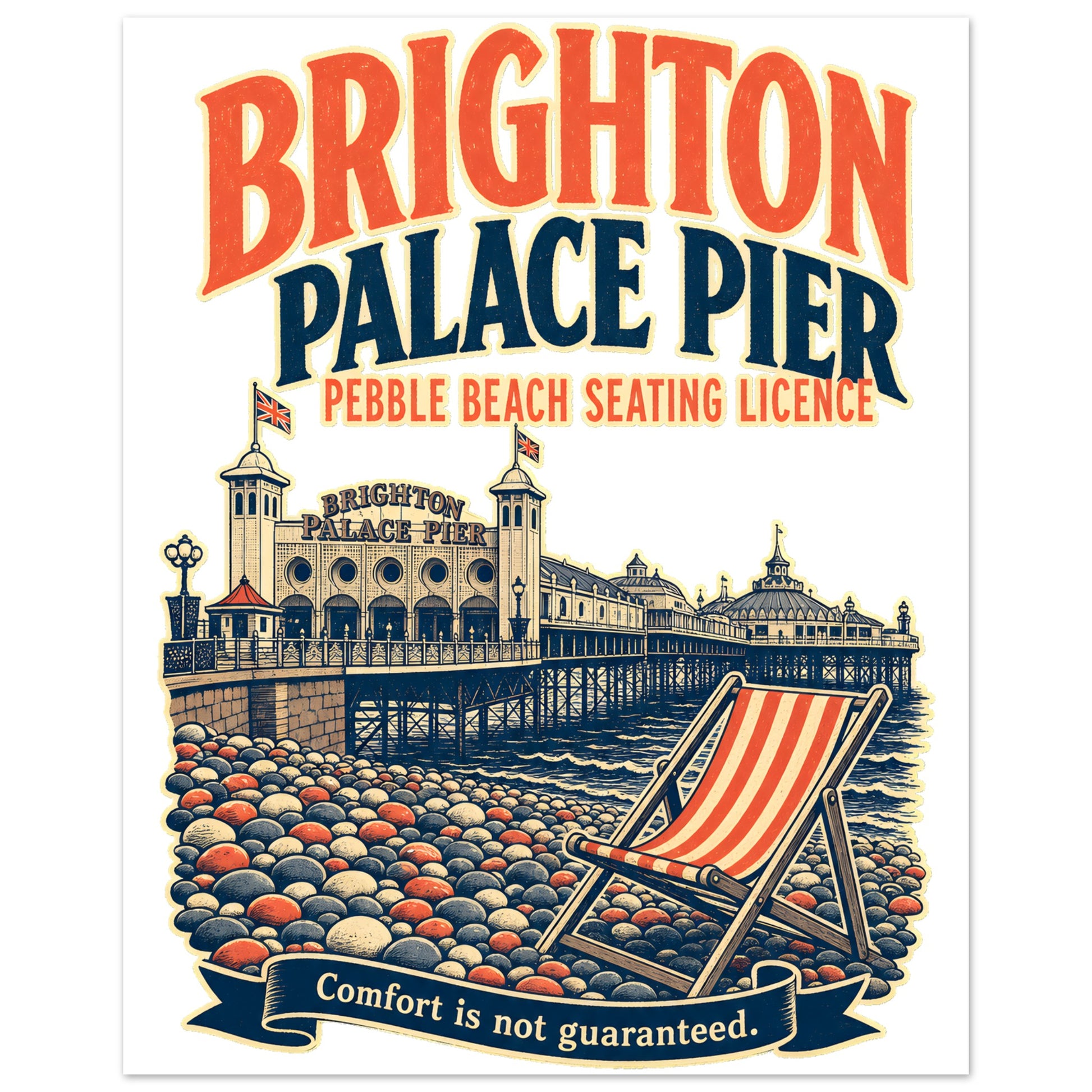 Brighton Pebble Beach Seating Licence Aluminium Print — product view 2