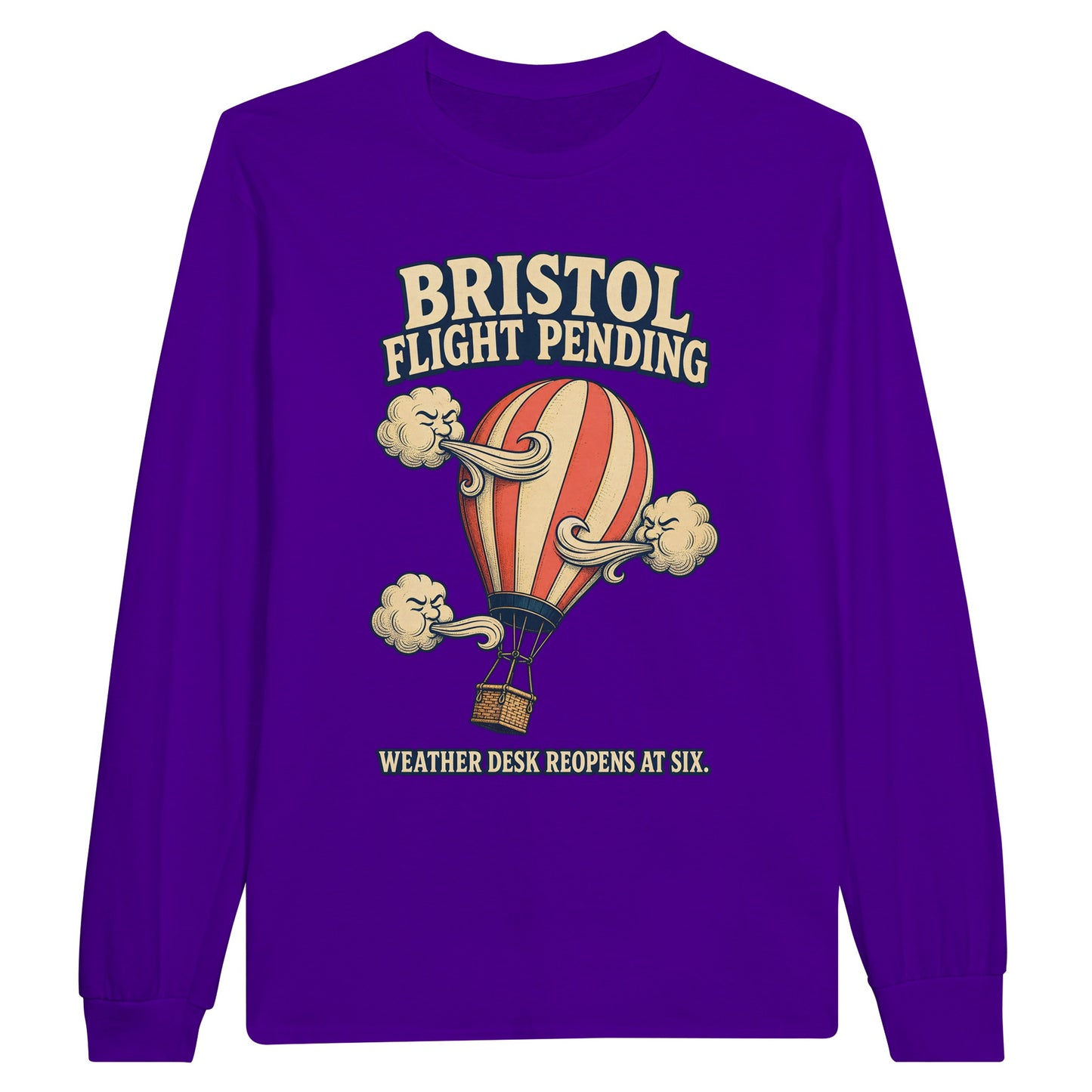 Bristol Flight Pending – Weather Desk Long-Sleeve T-shirt — product view 13