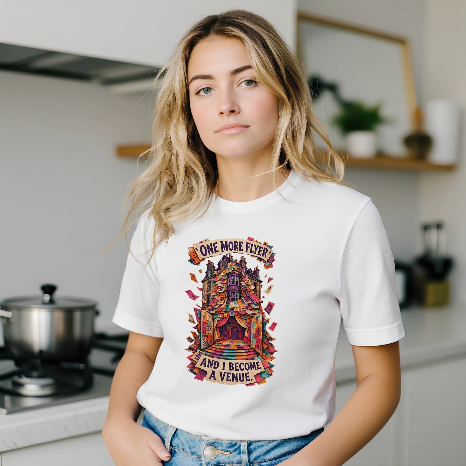 One More Flyer and I Become a Venue T-shirt — product view 8