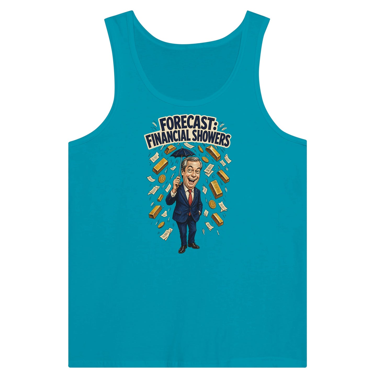 Forecast: Financial Showers Premium Unisex Tank Top — product view 2