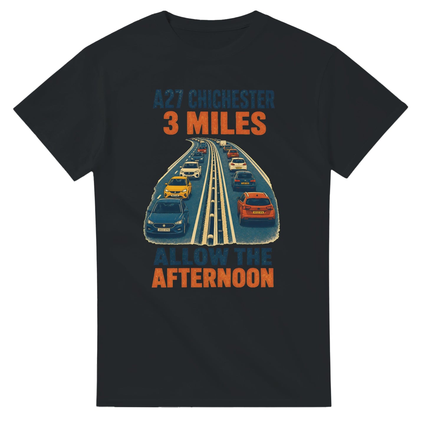 A27 Chichester – 3 Miles, Allow the Afternoon T-shirt — product view 10