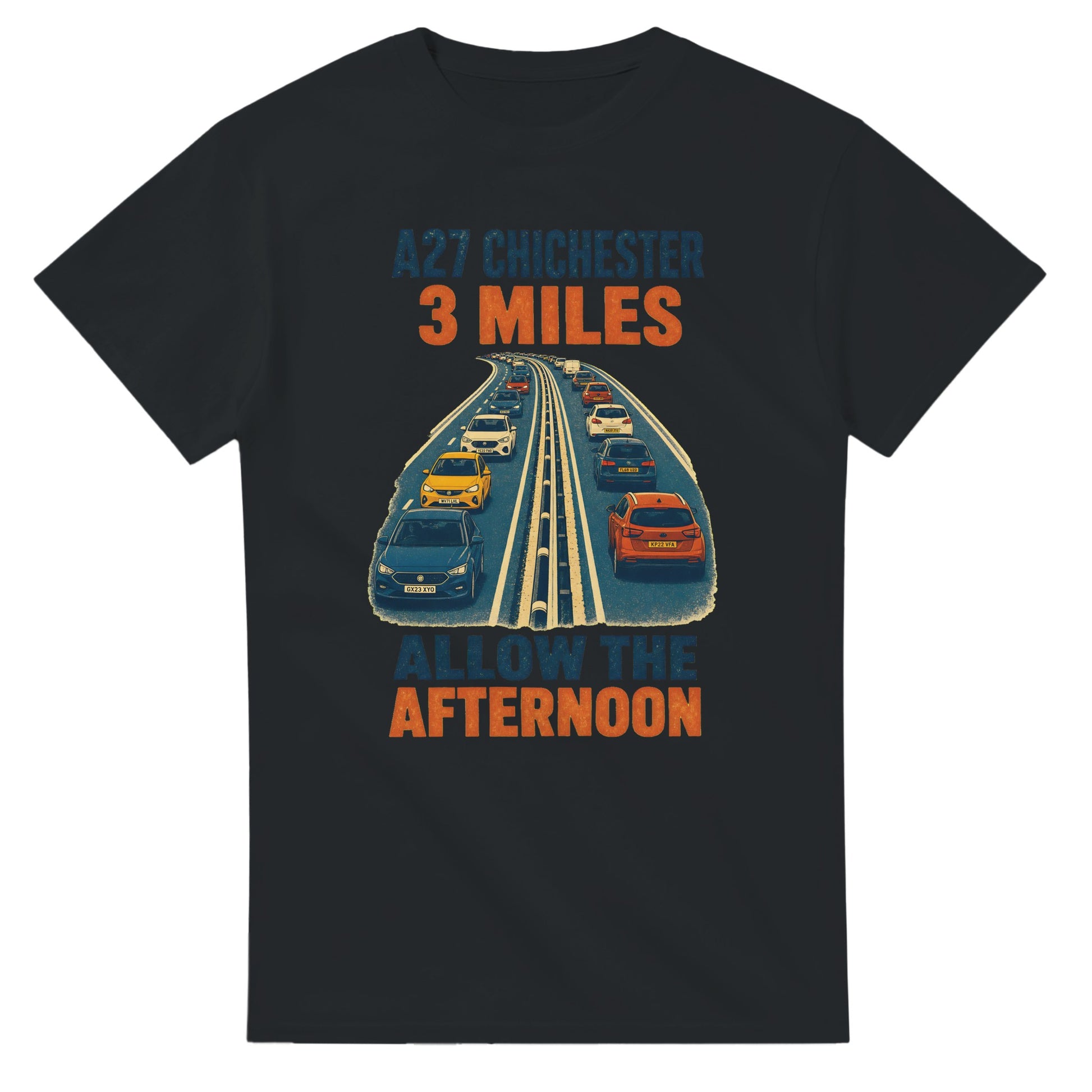 A27 Chichester – 3 Miles, Allow the Afternoon T-shirt — product view 10